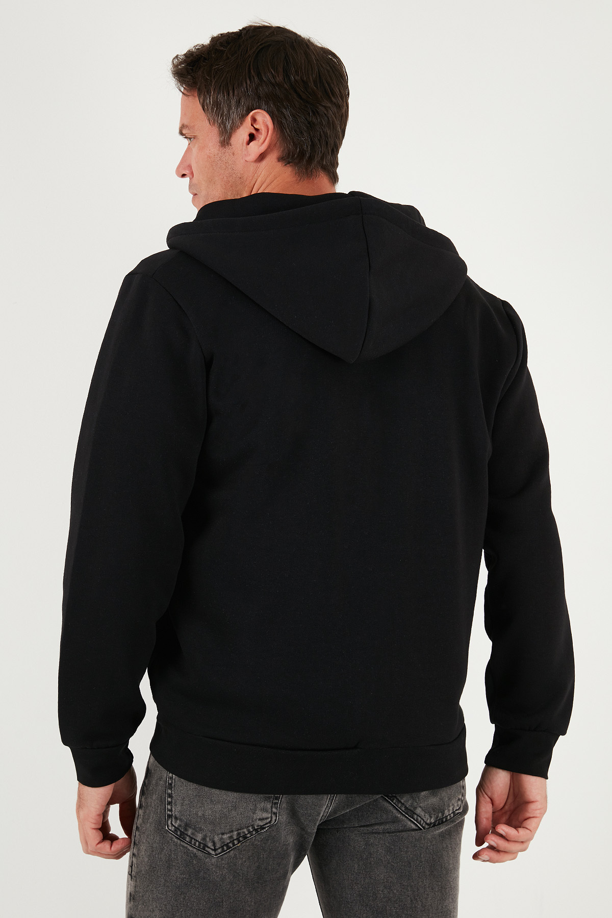 Buratti Regular Fit Kapüşonlu Fermuarlı İçi Tüylü Yumuşak Şardonlu Kışlık Sweat Erkek SWEAT 5905340 görsel 7