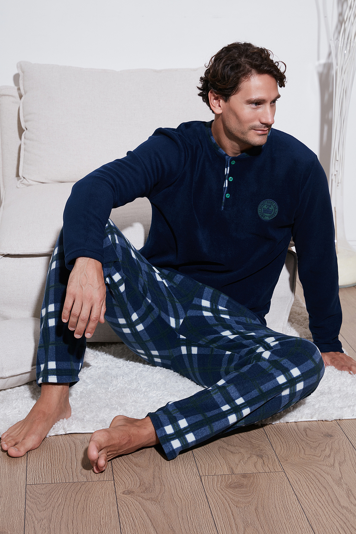 Buratti Regular Fit Bisiklet Yaka Kışlık Yumuşak Dokulu Polar Pijama Takımı Erkek PİJAMA TAKIMI 6096