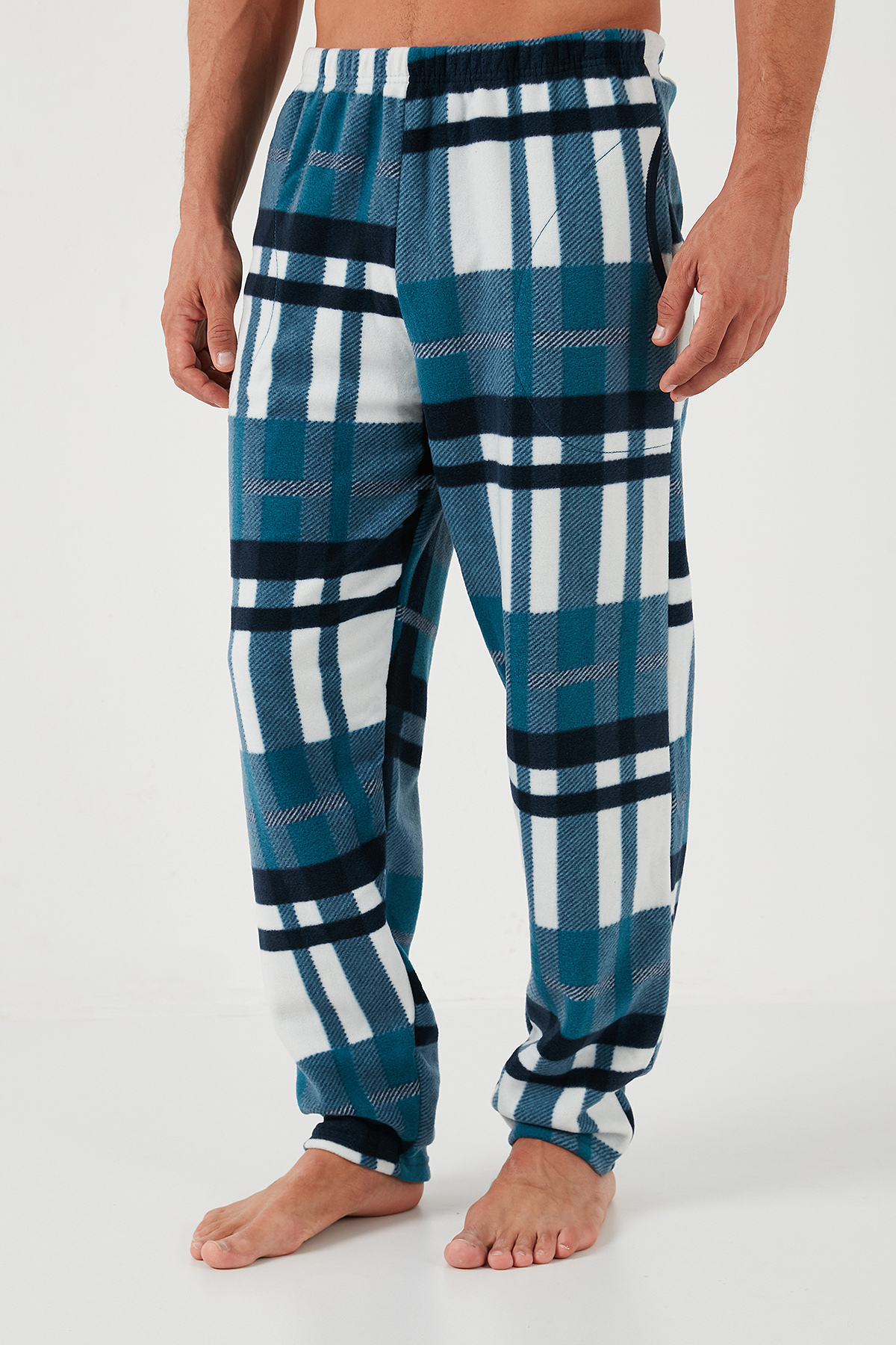Buratti Ekoseli Regular Fit Düğmeli Bisiklet Yaka Kışlık Polar Pijama Takımı Erkek PİJAMA TAKIMI 609 görsel 6