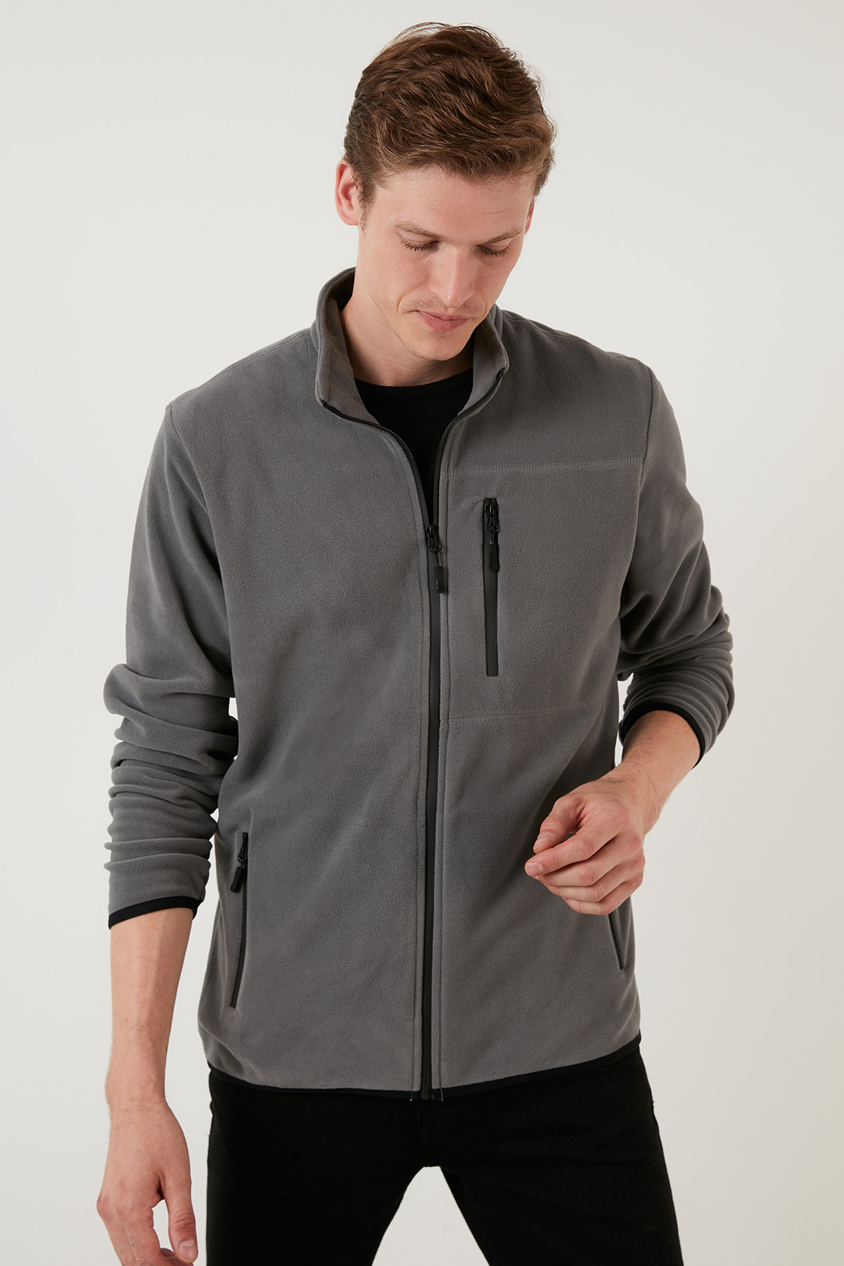 Buratti Slim Fit Fermuarlı Cepli Dik Yaka Soğuk Geçirmez Polar Hırka Erkek HIRKA 5906028 görsel 3