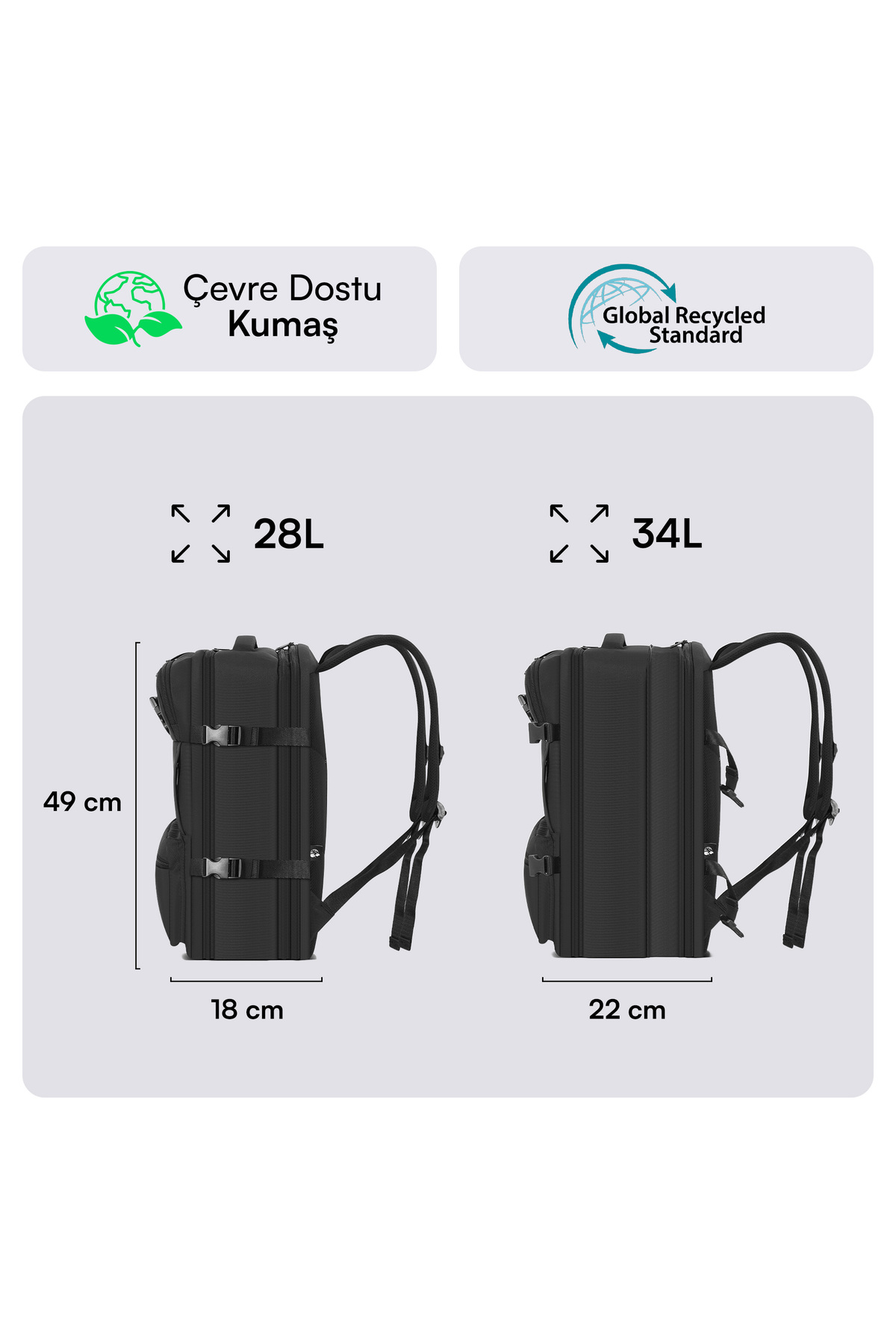Mack MCE-1205 17.3 EXPLOR 34L Eco Seyahat Sırt Çantası görsel 2