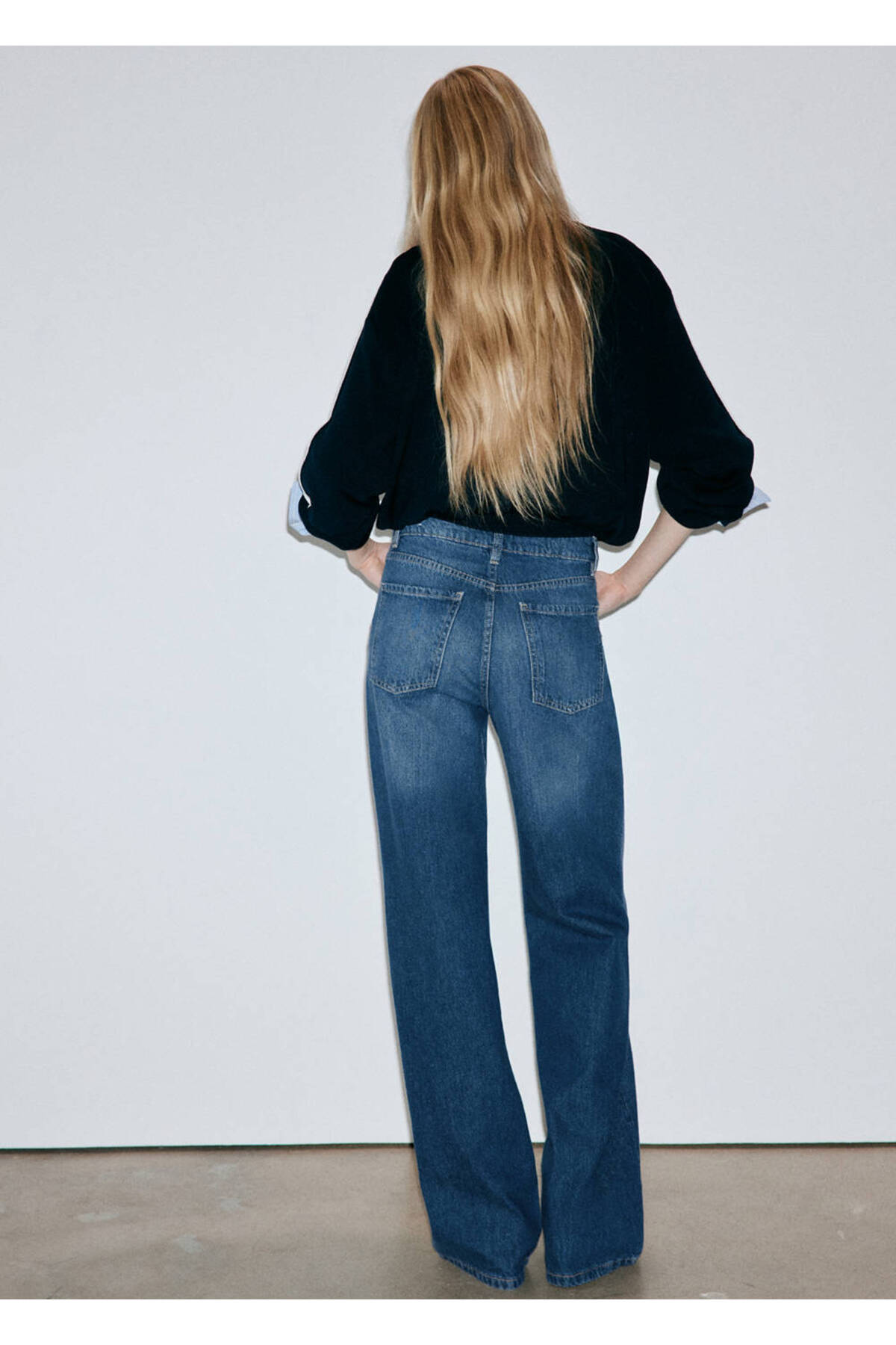 MANGO Woman Danila wide leg yüksek belli jean görsel 4
