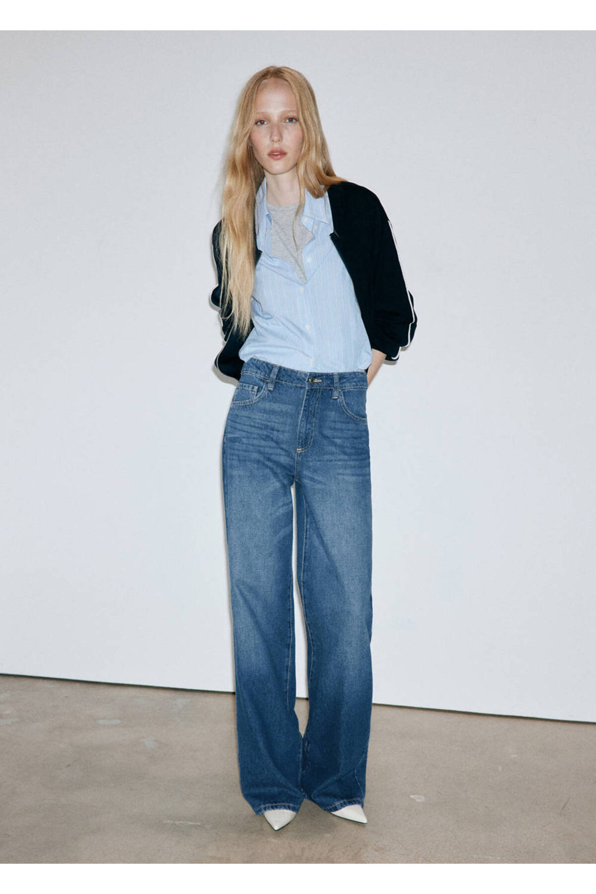 MANGO Woman Danila wide leg yüksek belli jean görsel 2