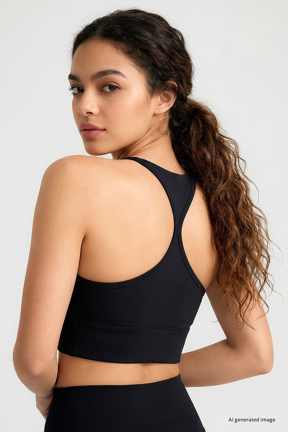 TOMMY LIFE Siyah Standart Fit Baskılı Sırt Detaylı Kadın Spor Büstiyer - 97300 görsel 5