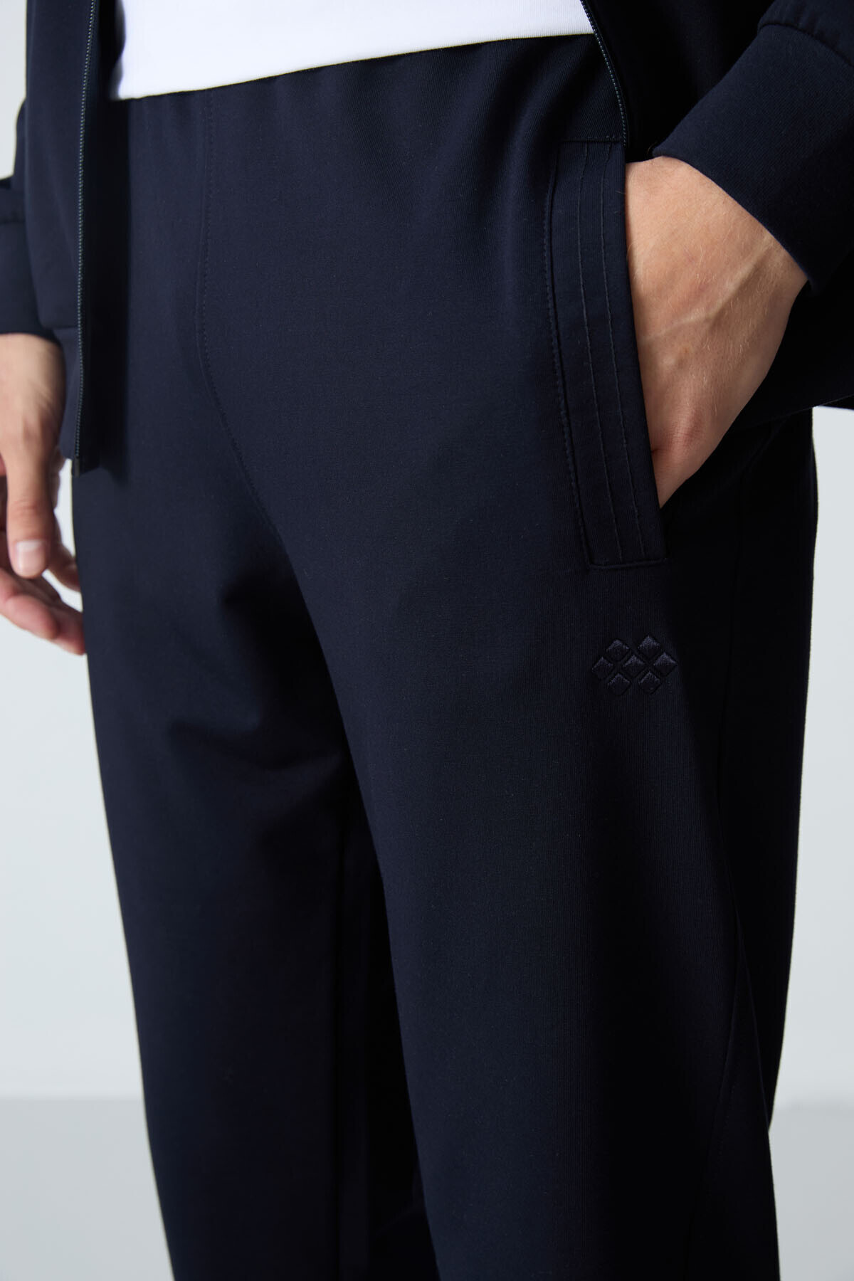 TOMMY LIFE Lacivert Pamuklu Kalın Yumuşak Dokulu Comfort Fit Basic Erkek Eşofman Takım - 85260 görsel 7