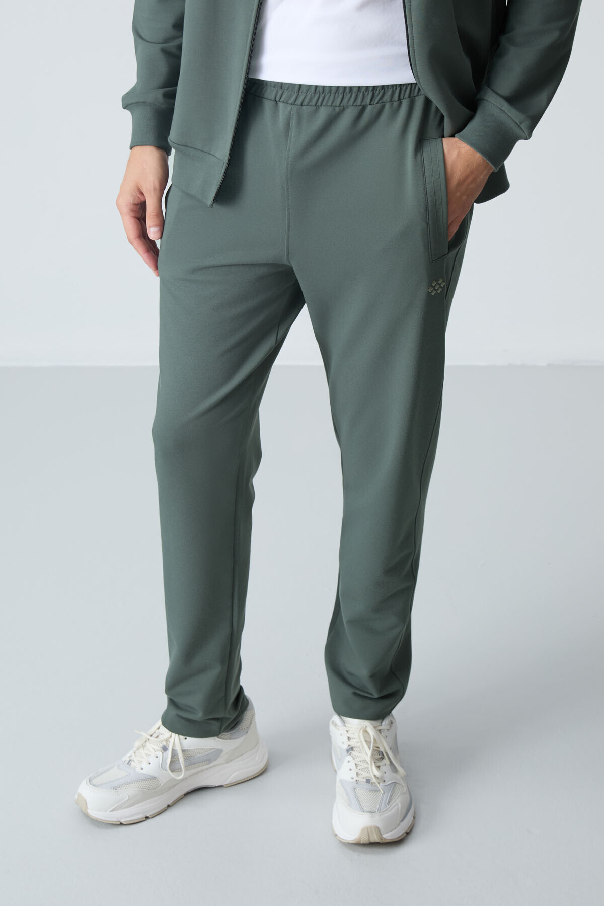 TOMMY LIFE Haki Pamuklu Kalın Yumuşak Dokulu Comfort Fit Basic Erkek Eşofman Takım - 85260 görsel 5