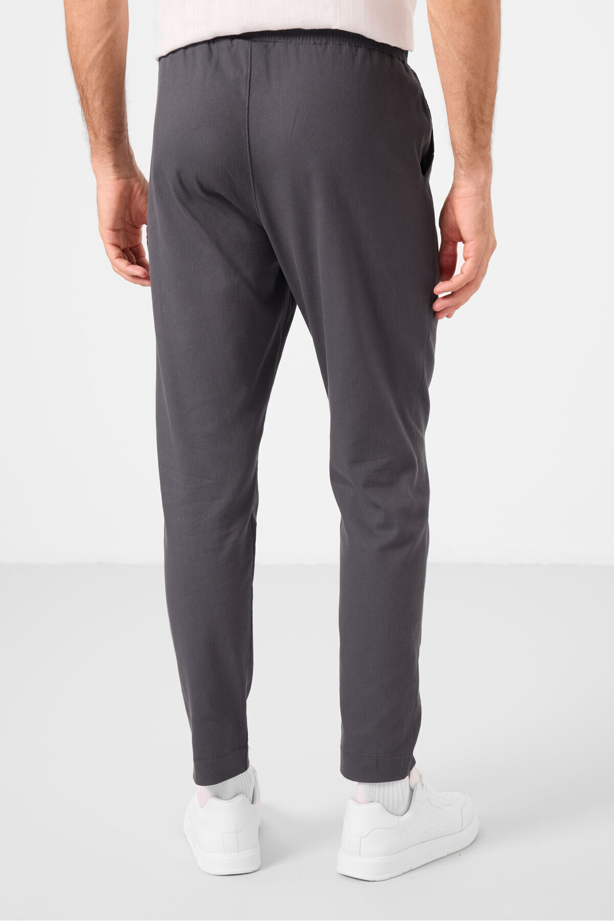 Antrasit Standart Fit Dokuma Hafif Esnek Chino Erkek Pantolon - 82177 — رنگارنگ T17ER-82177 — تصویر 8 از 8