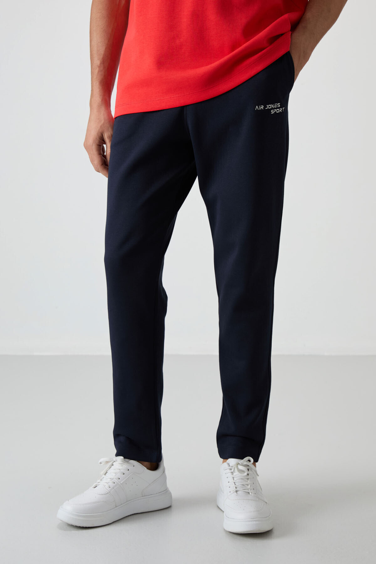Fiesta - Lacivert Pamuklu Kalın Yumuşak Dokulu Oversize Fit Nakışlı Erkek Eşofman Takım - 85252 — قرمز A15ER-85252 — تصویر 6 از 9