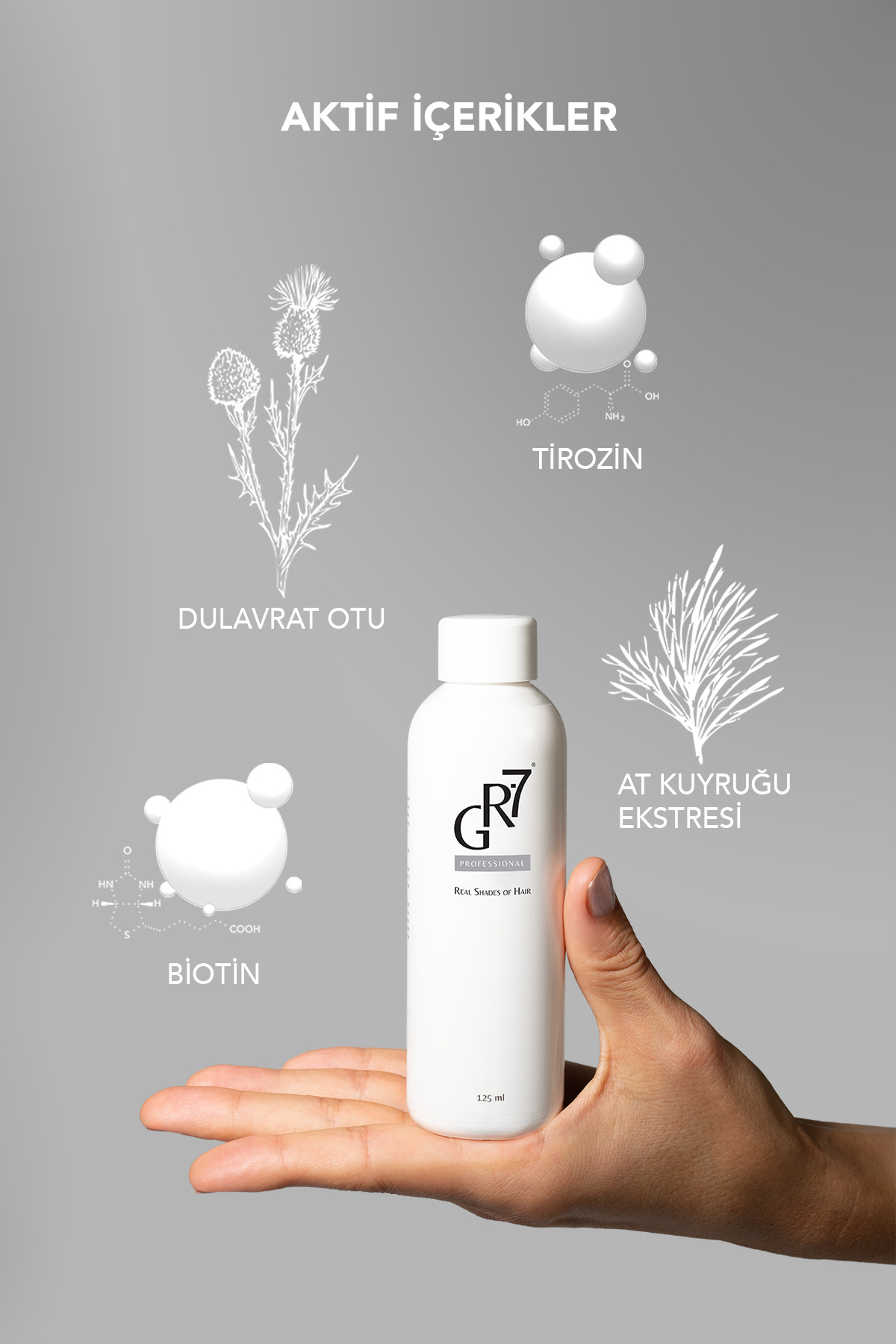 Gr-7 Beyaz Saçlara Doğal Çözüm Sunan Beyaz Saçlar Için Saç Losyonu 125 ml — GR7ANTIGREY — تصویر 4 از 8