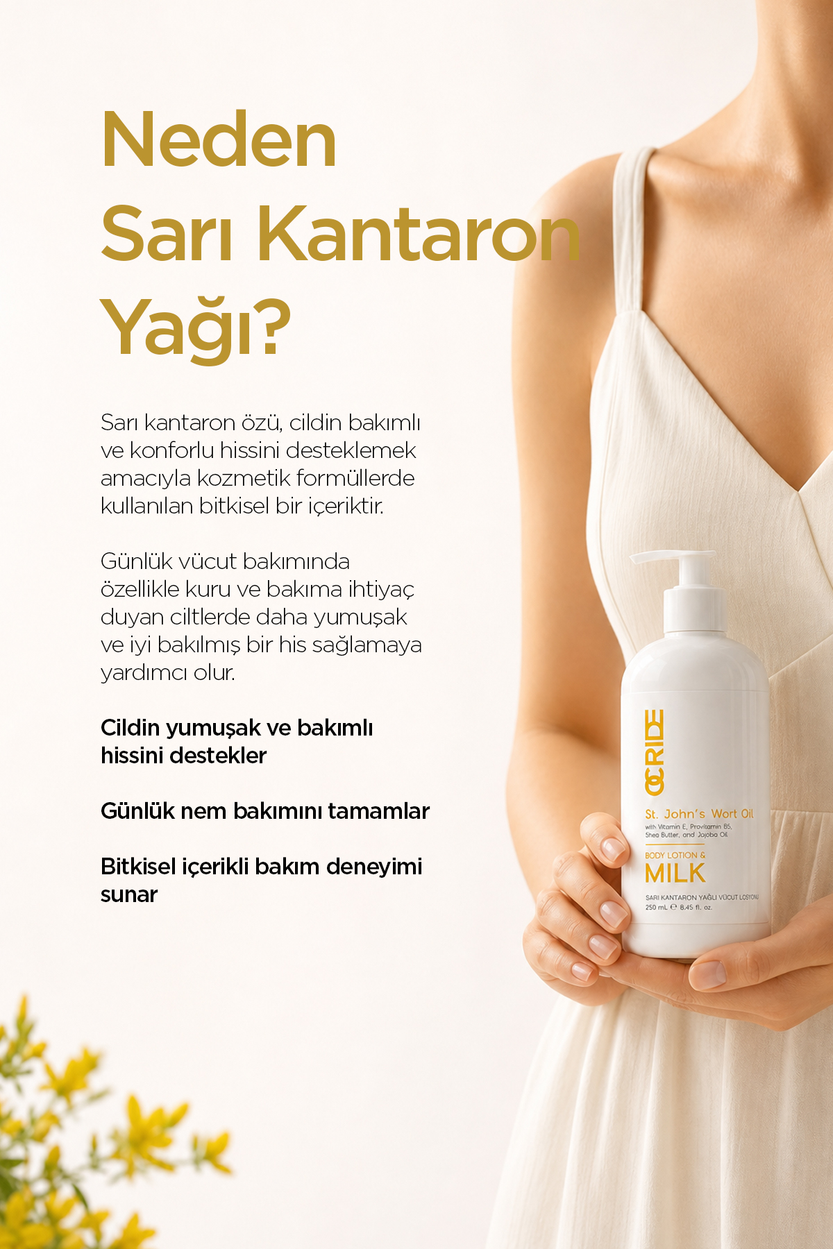 Sarı Kantaron Özlü Body Milk Bitkisel Nemlendirici Vücut Losyonu ve Sütü 250 ml — OCSK001 — تصویر 5 از 6