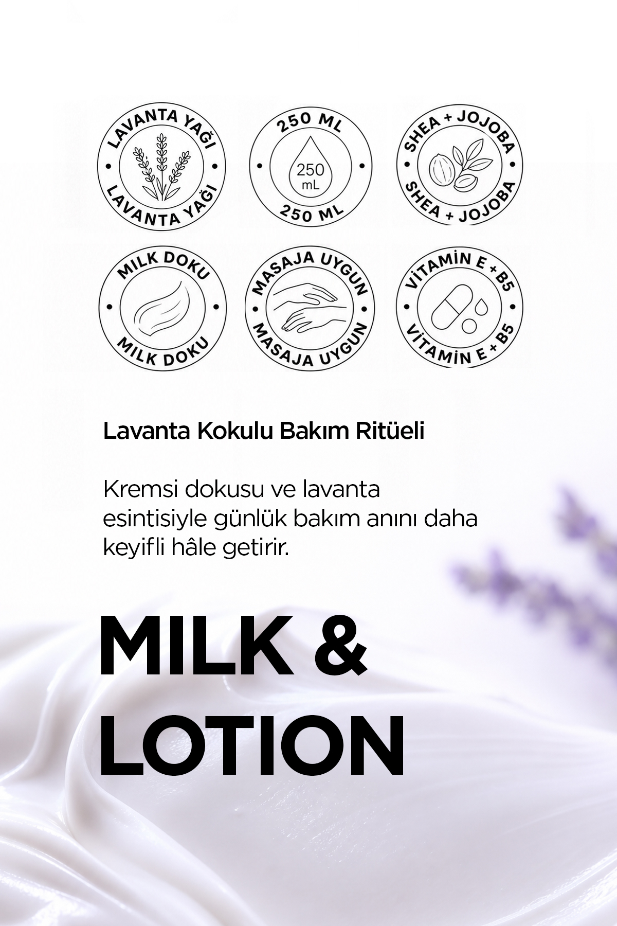 Lavanta Özlü Body Milk Bitkisel Nemlendirici Vücut Losyonu ve Sütü 250 ml — OCLA001 — تصویر 4 از 6