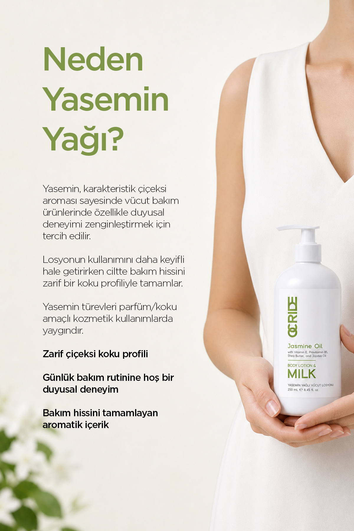 لوسیون بدن و شیر مرطوب کننده گیاهی حاوی عصاره یاس ۲۵۰ میلی لیتر — OCYA001 — تصویر 5 از 6