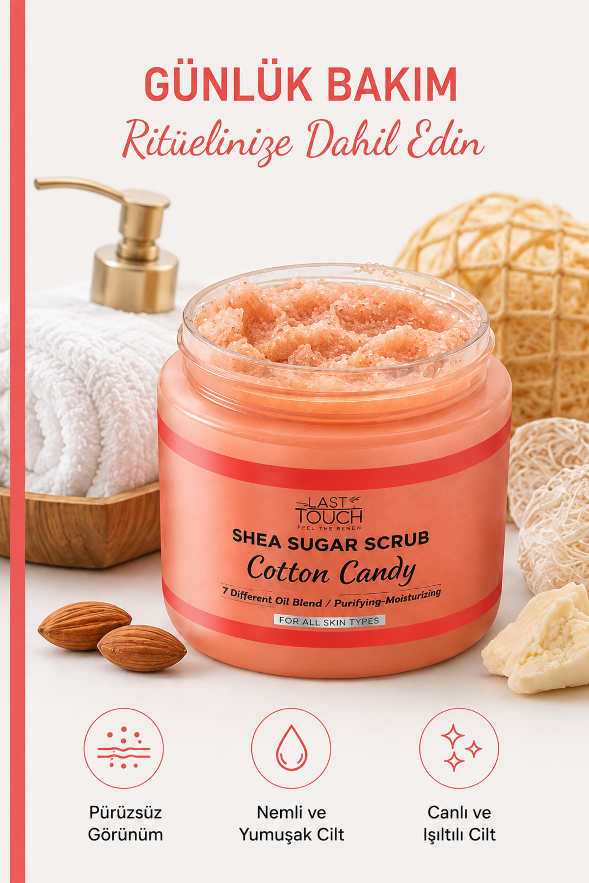 Body Scrub Besleyici, Nemlendirici ve Arındırıcı, Shea Şeker Scrub 300 ML ( Cotton Candy ) — BS25130 — تصویر 8 از 9