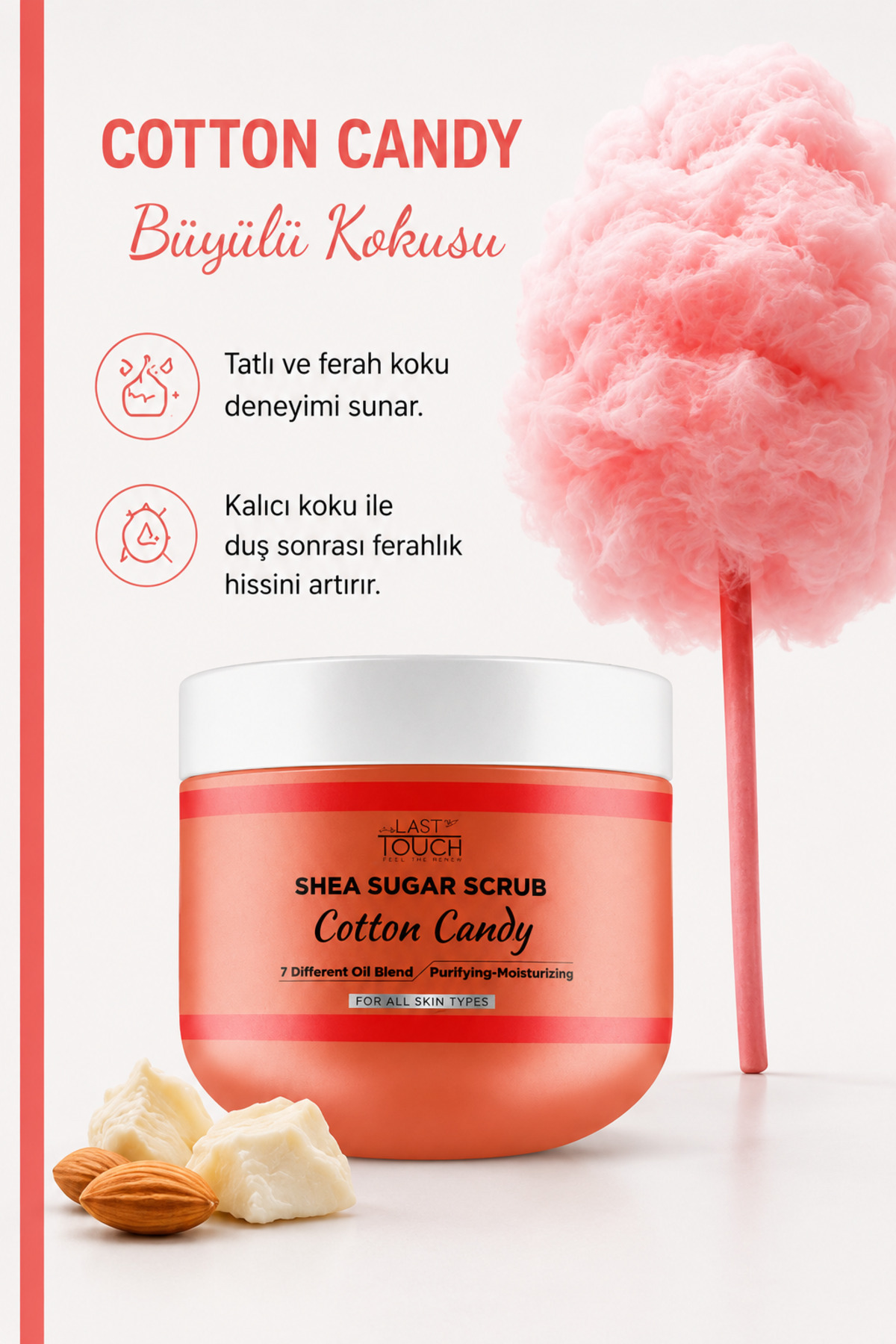 Body Scrub Besleyici, Nemlendirici ve Arındırıcı, Shea Şeker Scrub 300 ML ( Cotton Candy ) — BS25130 — تصویر 6 از 9