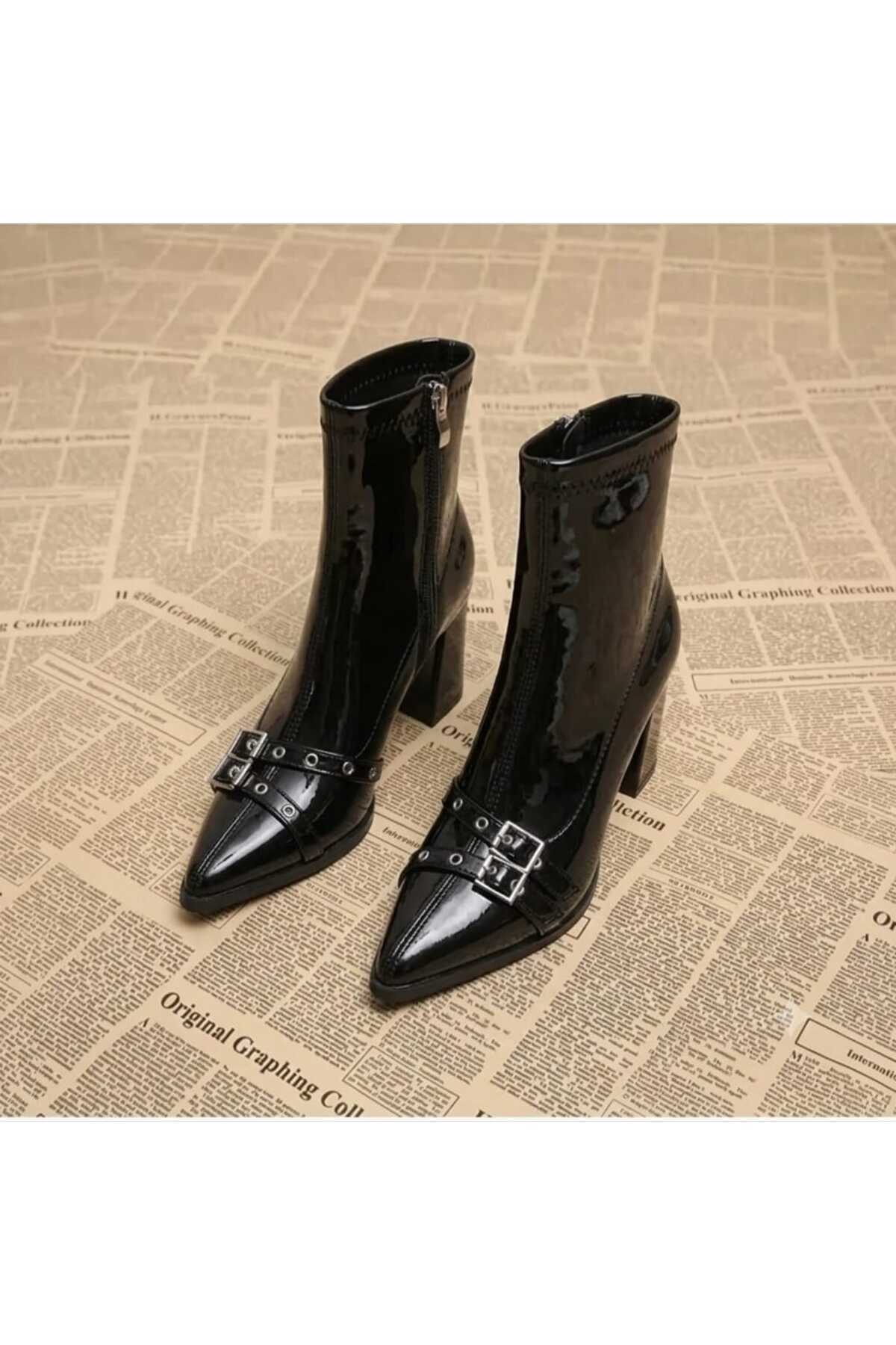 ACMZ SHOES kadın bot tokalı streç görsel 3