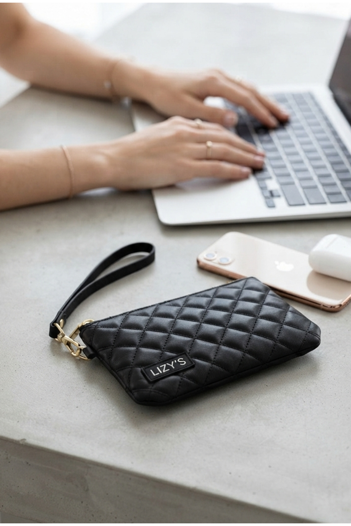 lizy's Makyaj Portföy Clutch Çanta Suni Deri görsel 4