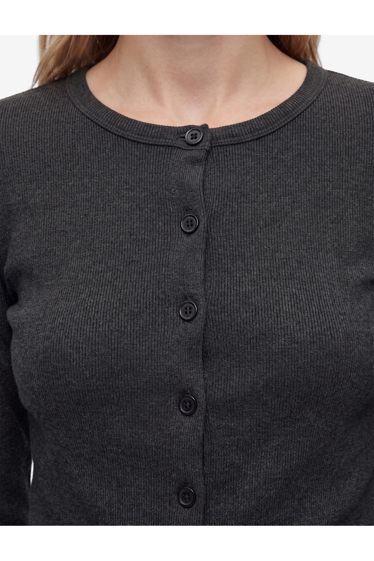 Koton Slim Fit Uzun Kollu Bisiklet Yaka Düğmeli Triko Hırka görsel 4