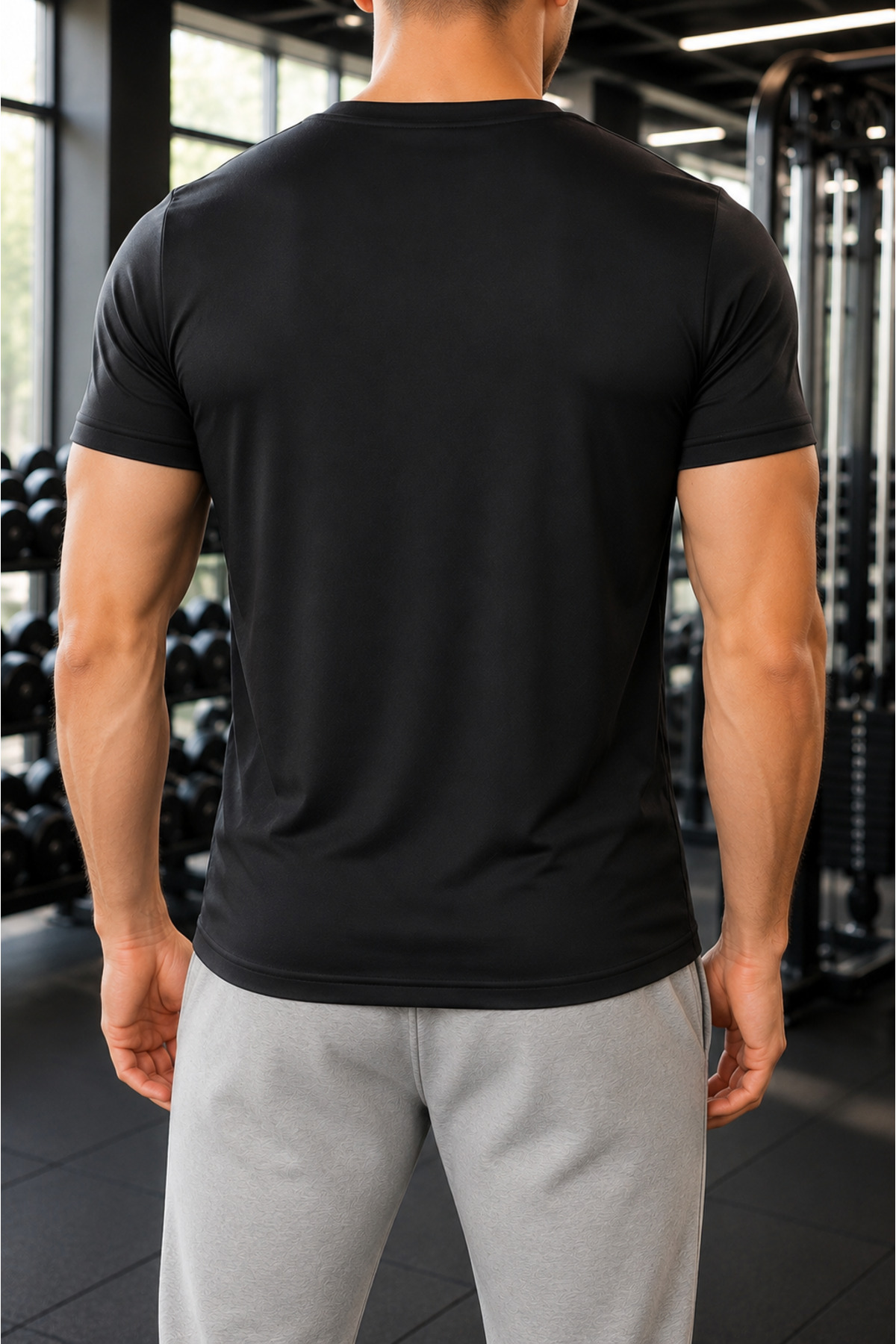 Sapeur 3'lü Paket Erkek Siyah Spor Tişört- Slim Fit Antrenman Üstü görsel 3