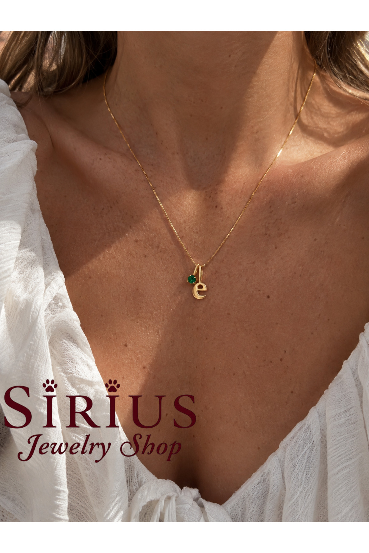 sirius jewelry 925 Gümüş | Işıltılı Doğum Taşlı Harf Kolye