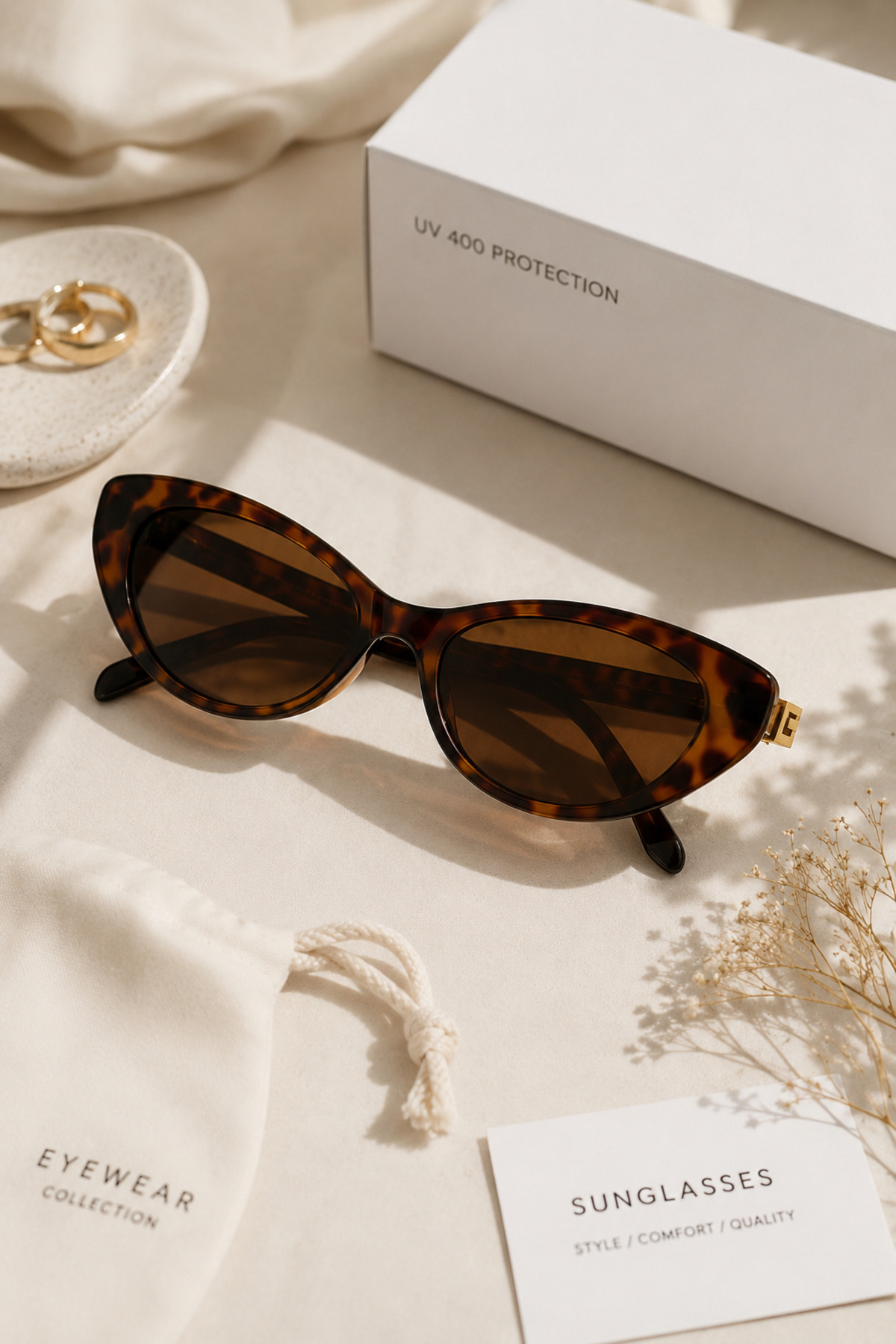 STAOOM Leopar Kahverengi Vintage Tarz Kadın Cat Eye Güneş Gözlüğü görsel 4