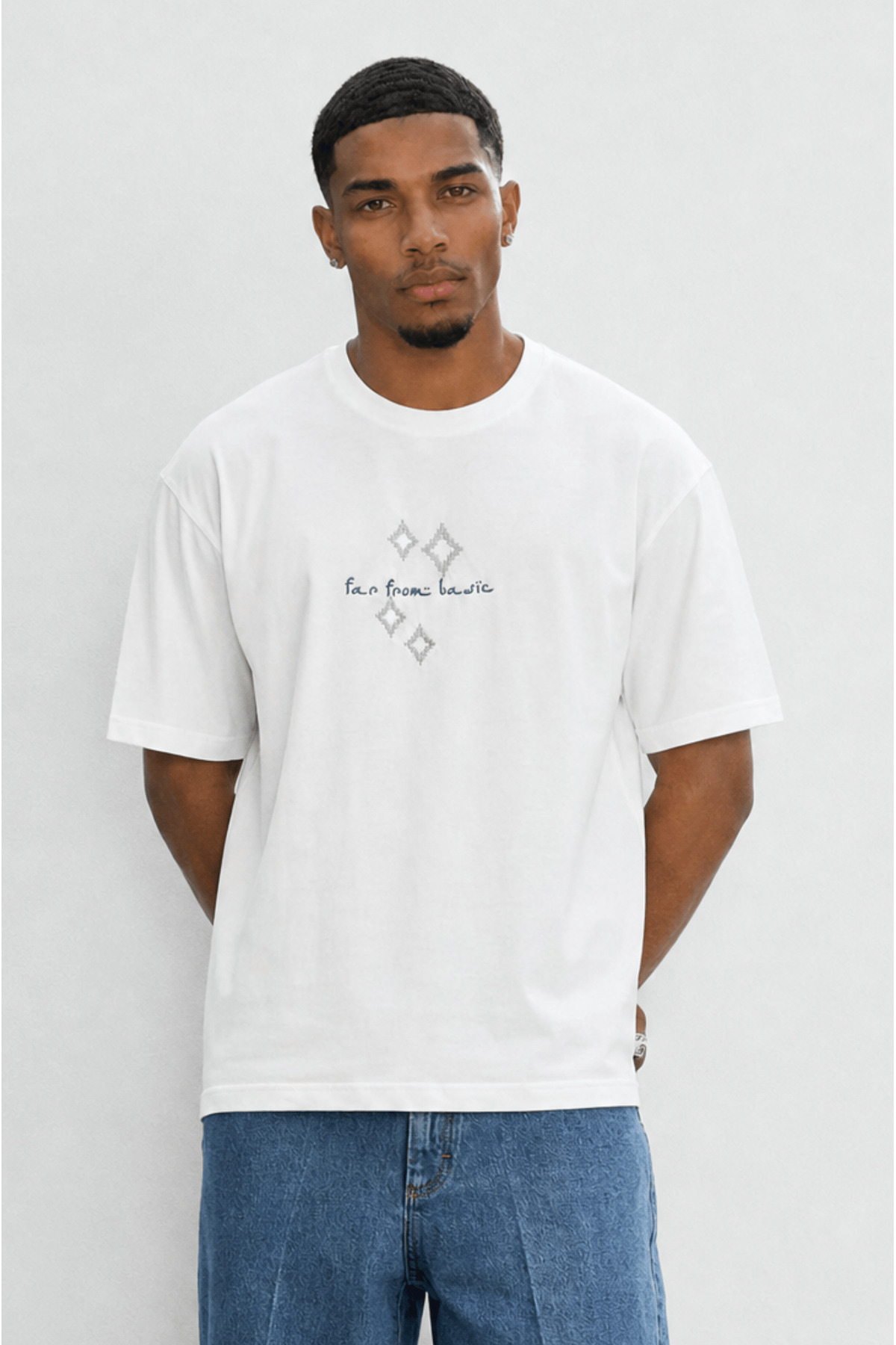 Respire Erkek FFB Nakış Detaylı Oversize T-Shirt Ekru görsel 5