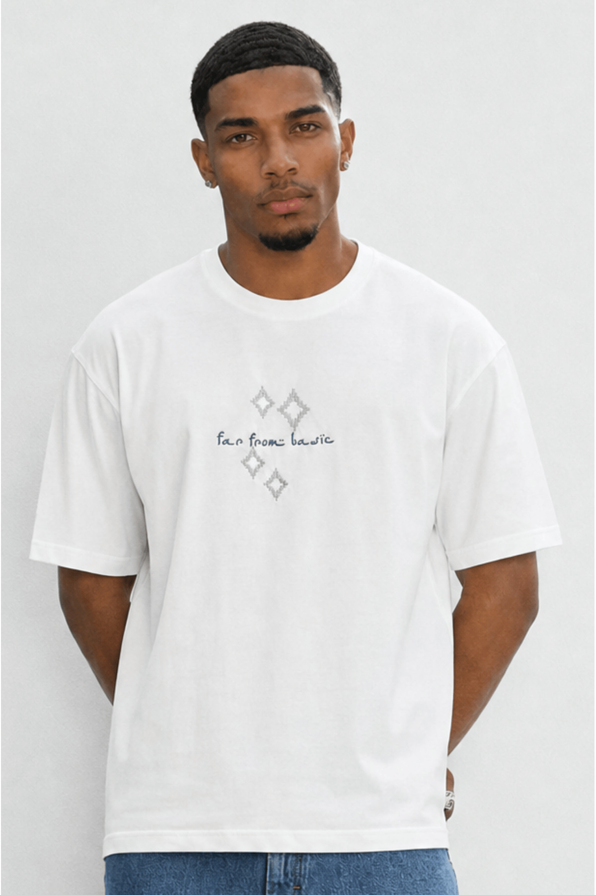 Respire Erkek FFB Nakış Detaylı Oversize T-Shirt Ekru görsel 3