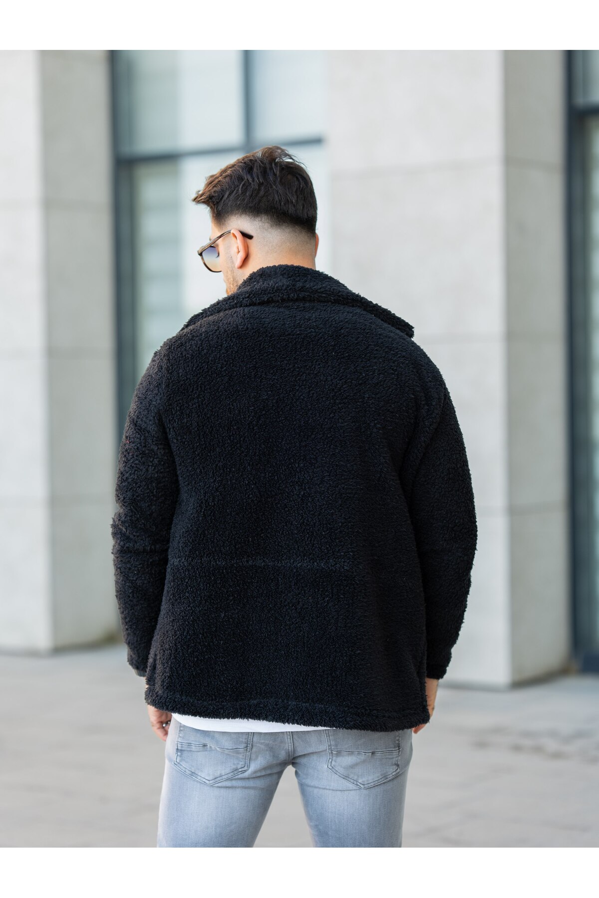 OTAKU Unisex Siyah Peluş Polar Hırka görsel 7
