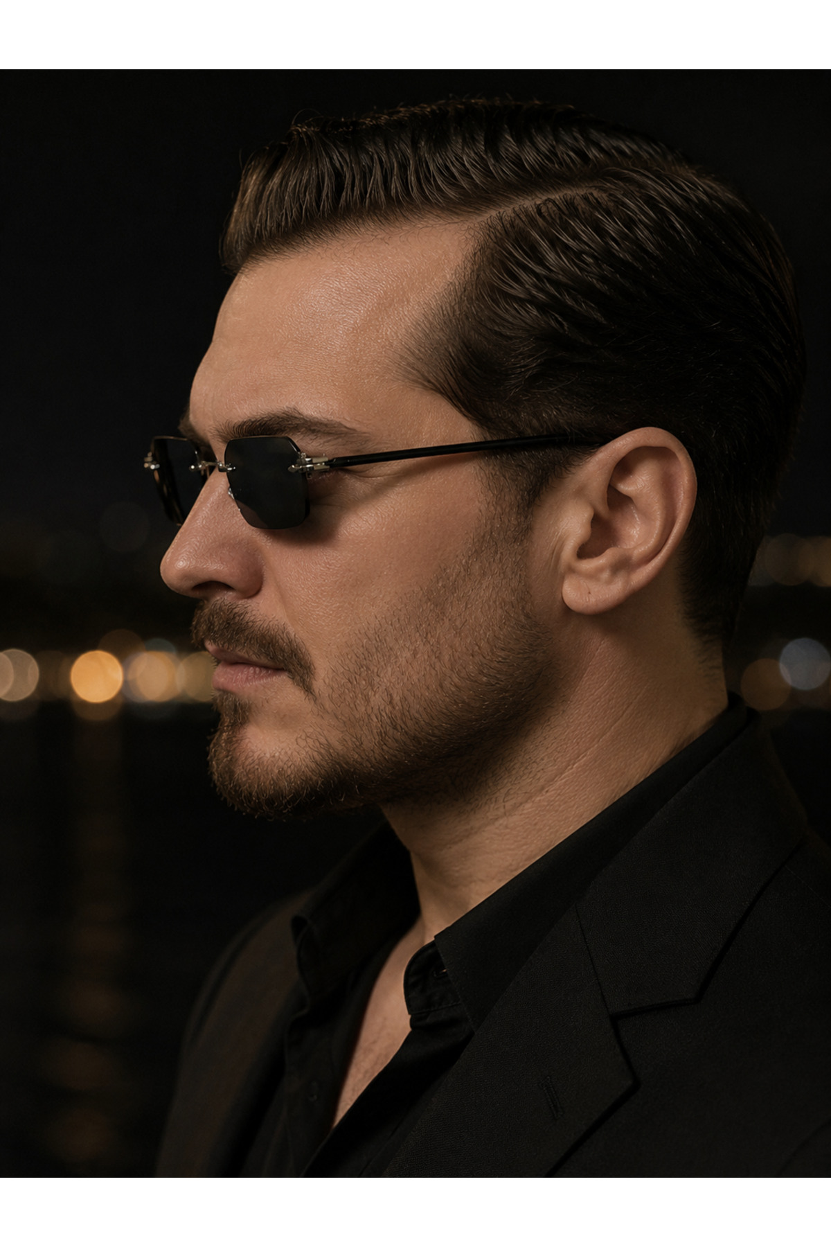 BRILLIAEYEWEAR Uv-400 Korumalı Çerçevesiz İtalyan Kesim Eşref Tek Model Şık Tasarım Unisex Güneş Gözlüğü görsel 2
