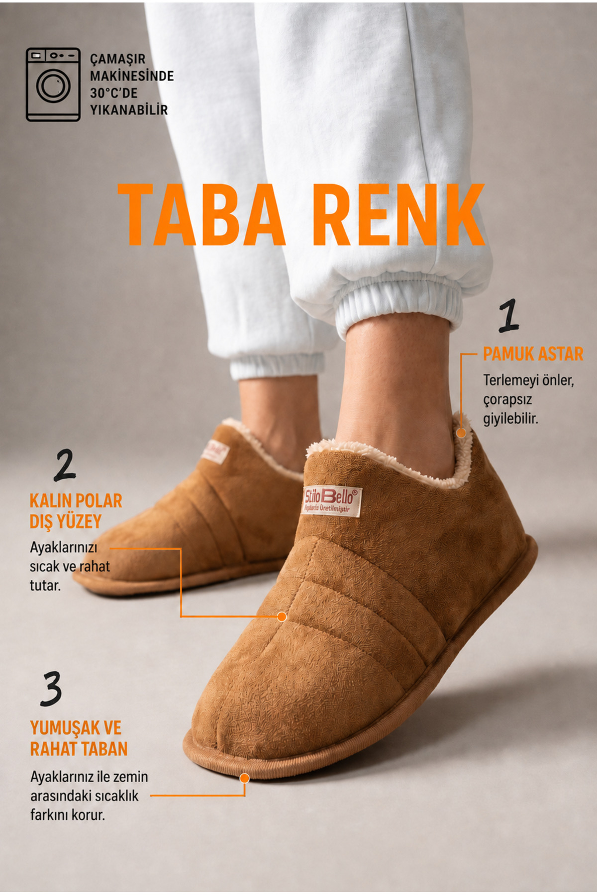 StWenn Unisex Şık Kışlık Ev Terliği İçi Peluş Sıcak Tutan Kapalı Panduf Yumuşak Tabanlı Hafif Rahat Ev Botu görsel 2