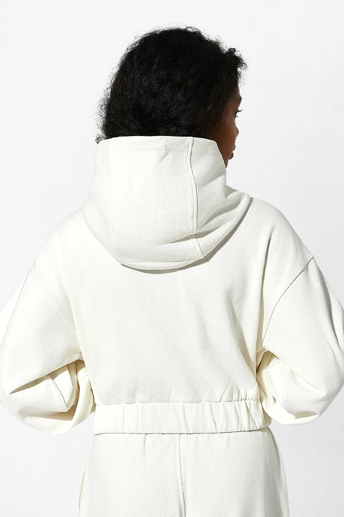 MORE ACTIVE Indo Kadın Kapüşonlu Fermuarlı Crop Sweatshirt görsel 4
