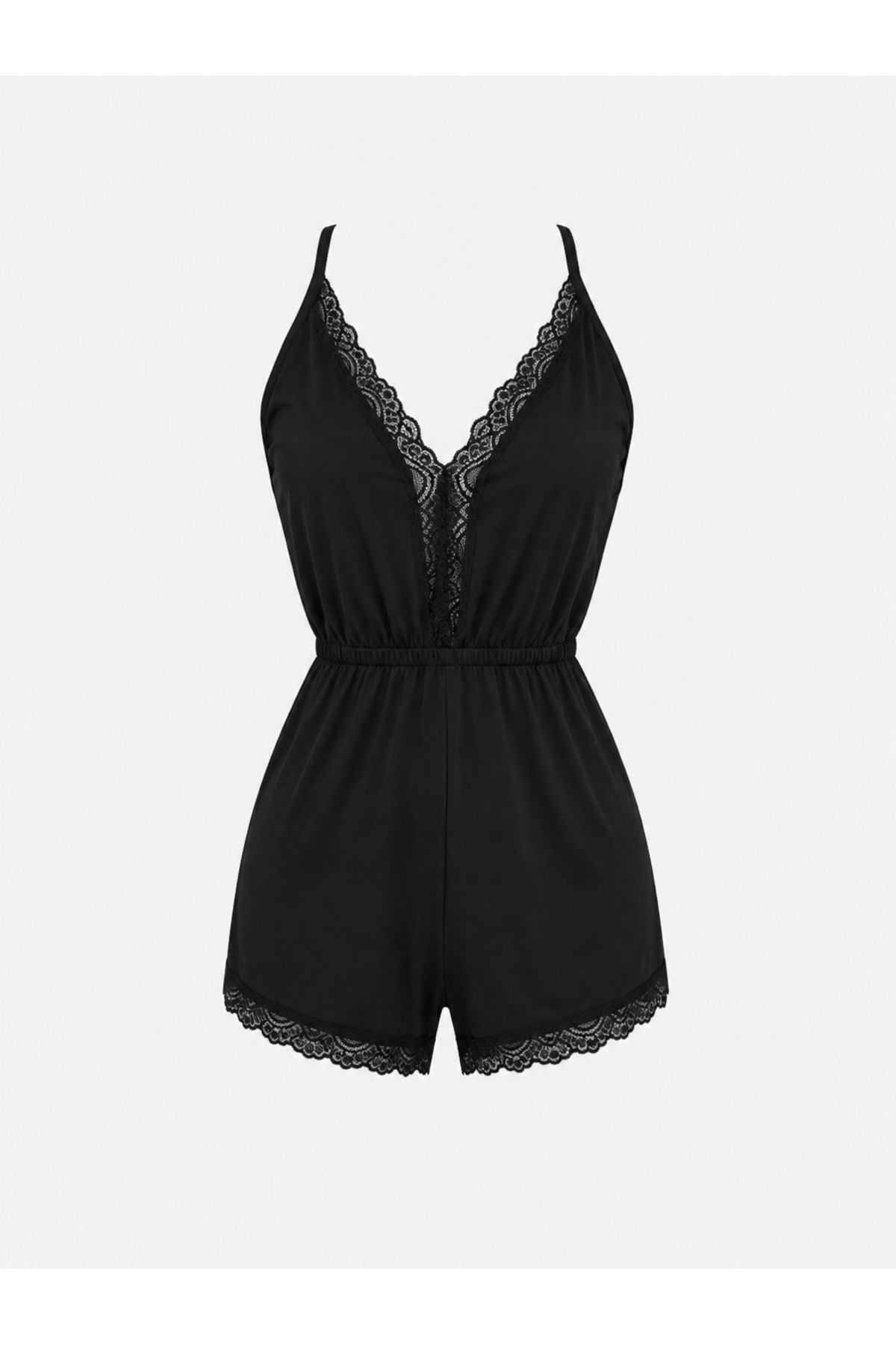 EDLİNGERİE Noir Étoile Romper - Siyah Dantel Detaylı Tulum