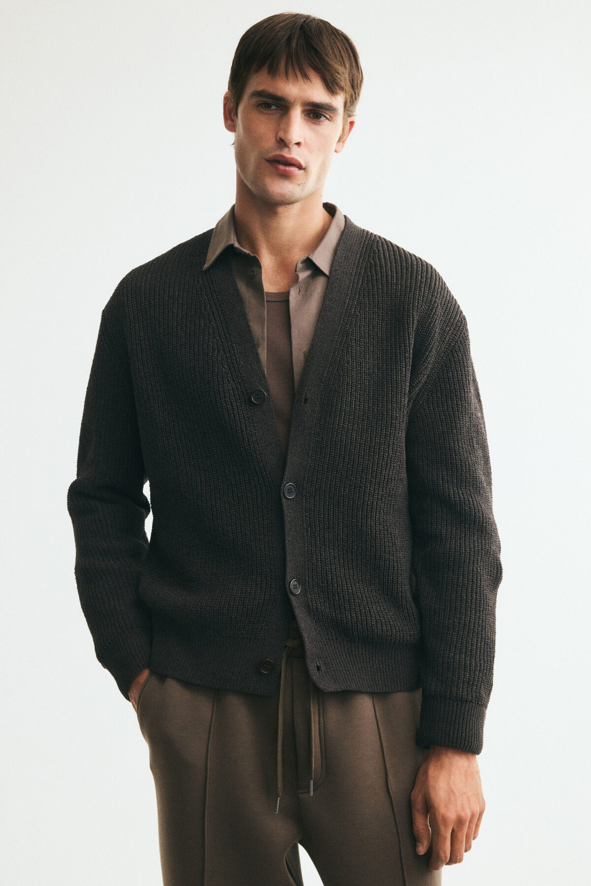 H&M Lastik Örgülü Şönil Hırka Relaxed Fit