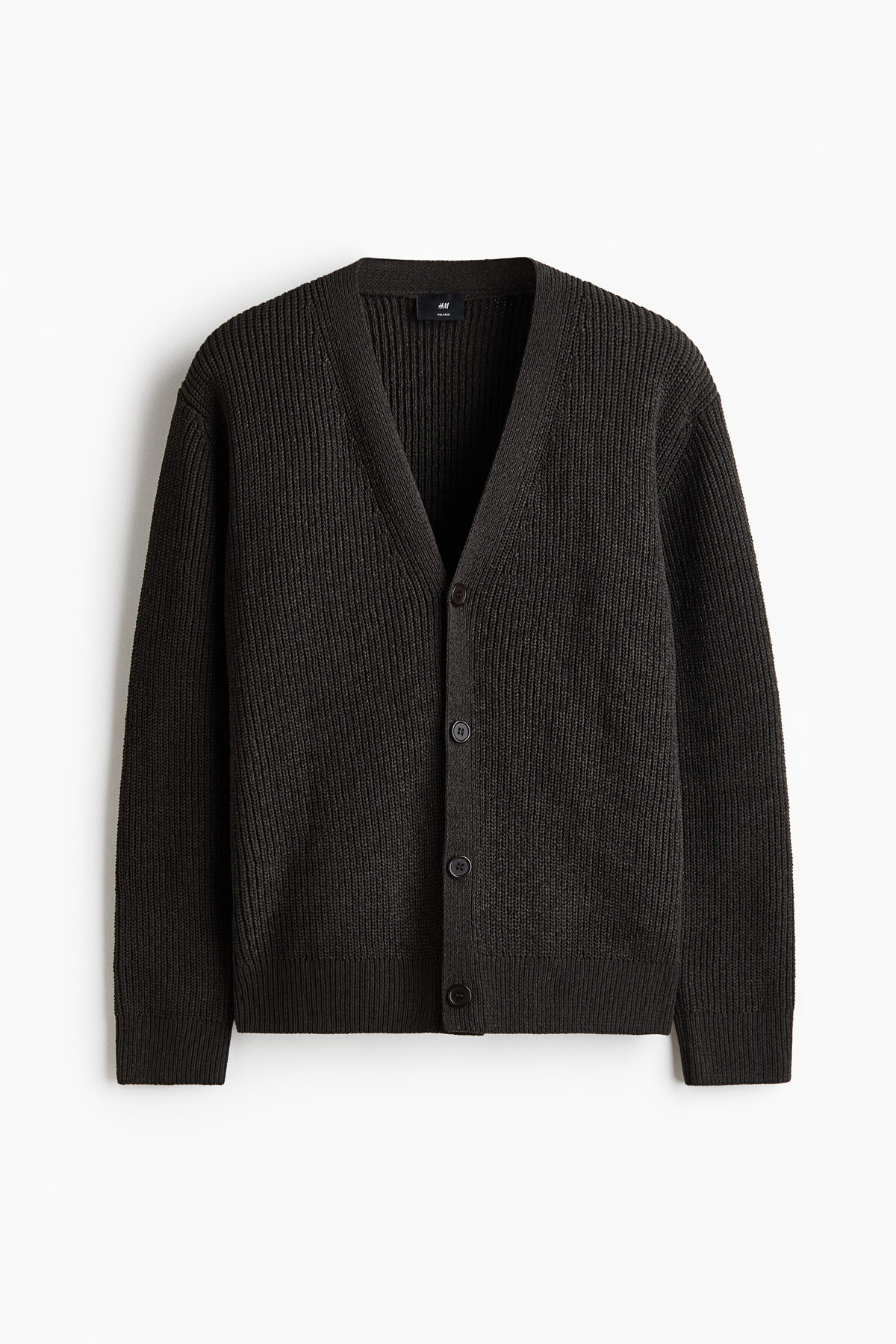 H&M Lastik Örgülü Şönil Hırka Relaxed Fit görsel 4
