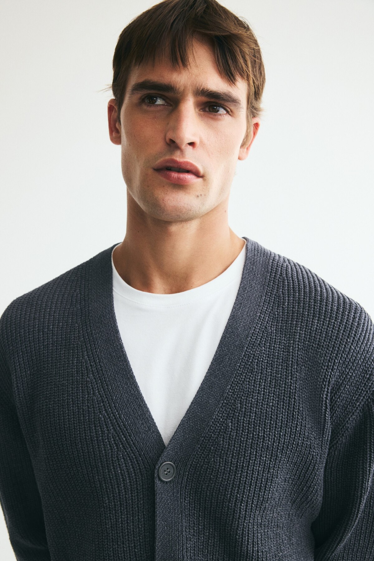 H&M Lastik Örgülü Şönil Hırka Relaxed Fit görsel 3