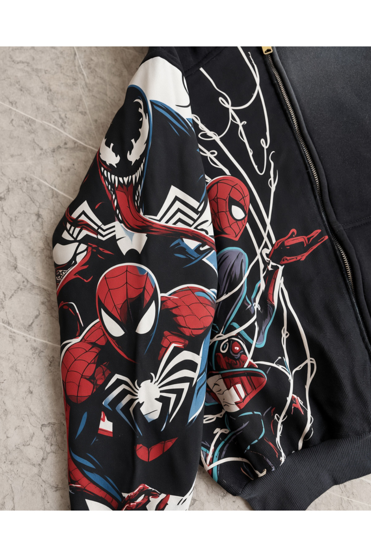 Toum Spider Man Unisex Oversize Ceket Hırka Hoodie görsel 3
