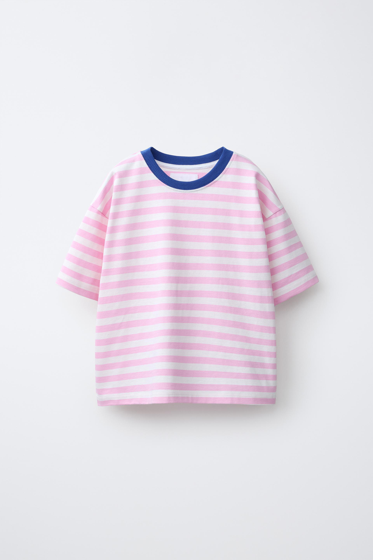 kız çocuk çizgili t-shirt pembe oversize ZEYDER2211