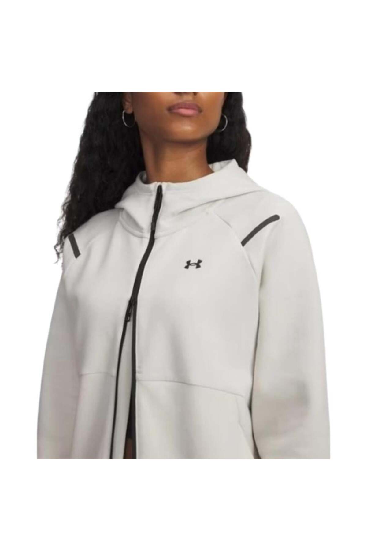 Under Armour Kadın UA Unstoppable Fleece Tam Fermuarlı Sweatshirt 1379842-110 görsel 3