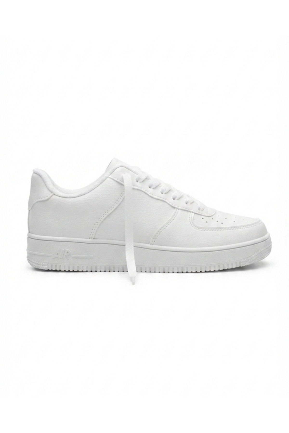 Enes Ayakkabıcılık Kadın Beyaz Yüksek Taban Bağcıklı Günlük Yürüyüş Sneaker Air Spor Ayakkabı görsel 2