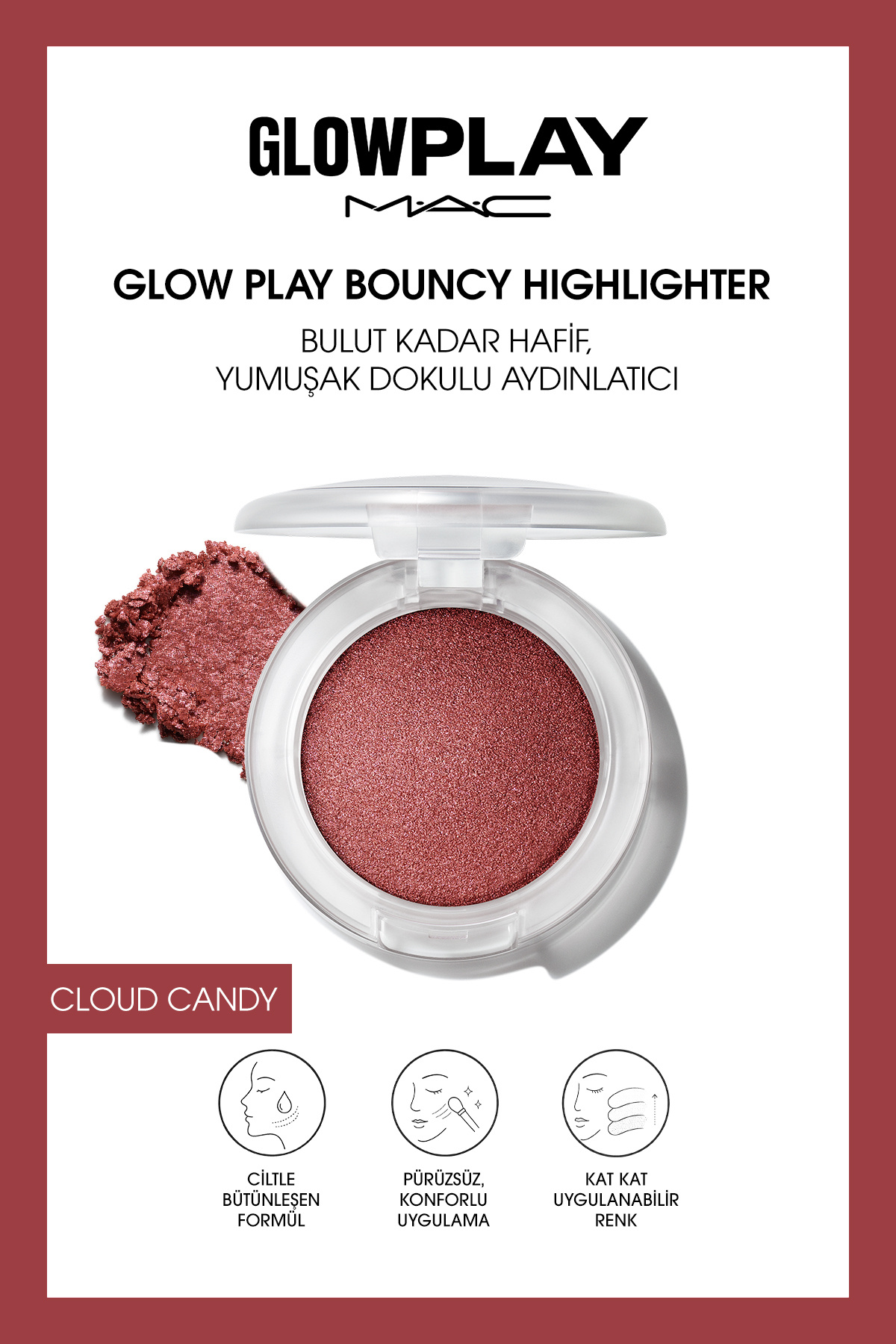 M.A.C M·A·C Glow Play Bouncy Highlighter Bulut Kadar Hafif, Yumuşak Dokulu Aydınlatıcı - Cloud Candy — سفید 147424