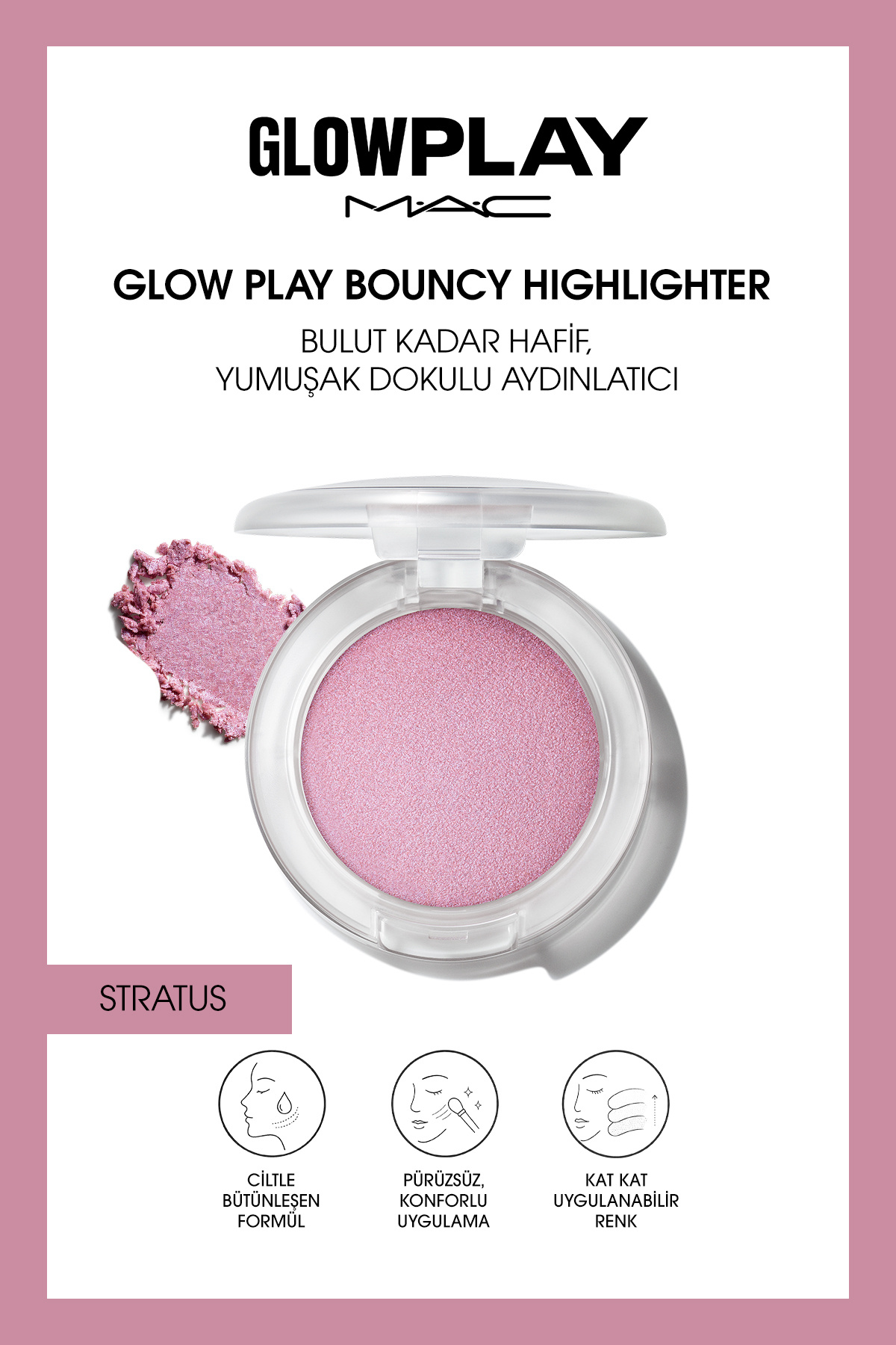 M.A.C M·A·C Glow Play Bouncy Highlighter Bulut Kadar Hafif, Yumuşak Dokulu Aydınlatıcı - Stratus — سفید 147424