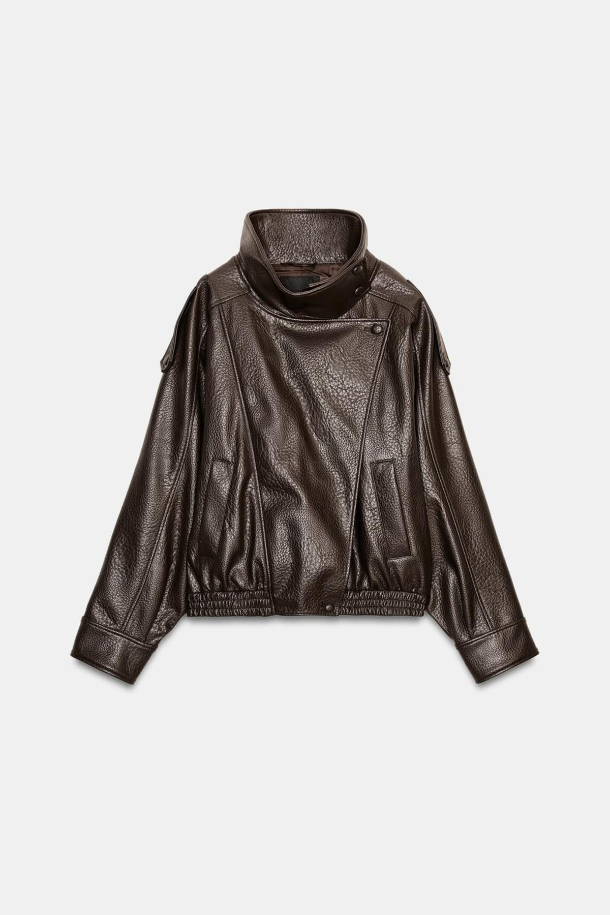 Helen Goods Yeni Sezon Kadın ZRA Oversize Dik Yaka Deri Ceket