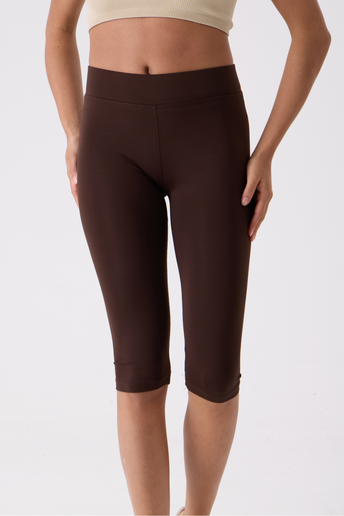Clothes Fast Kadın Yüksek Bel Kapri Tayt Diz Altı Esnek Toparlayıcı Günlük Spor Yazlık Tayt Premium görsel 7