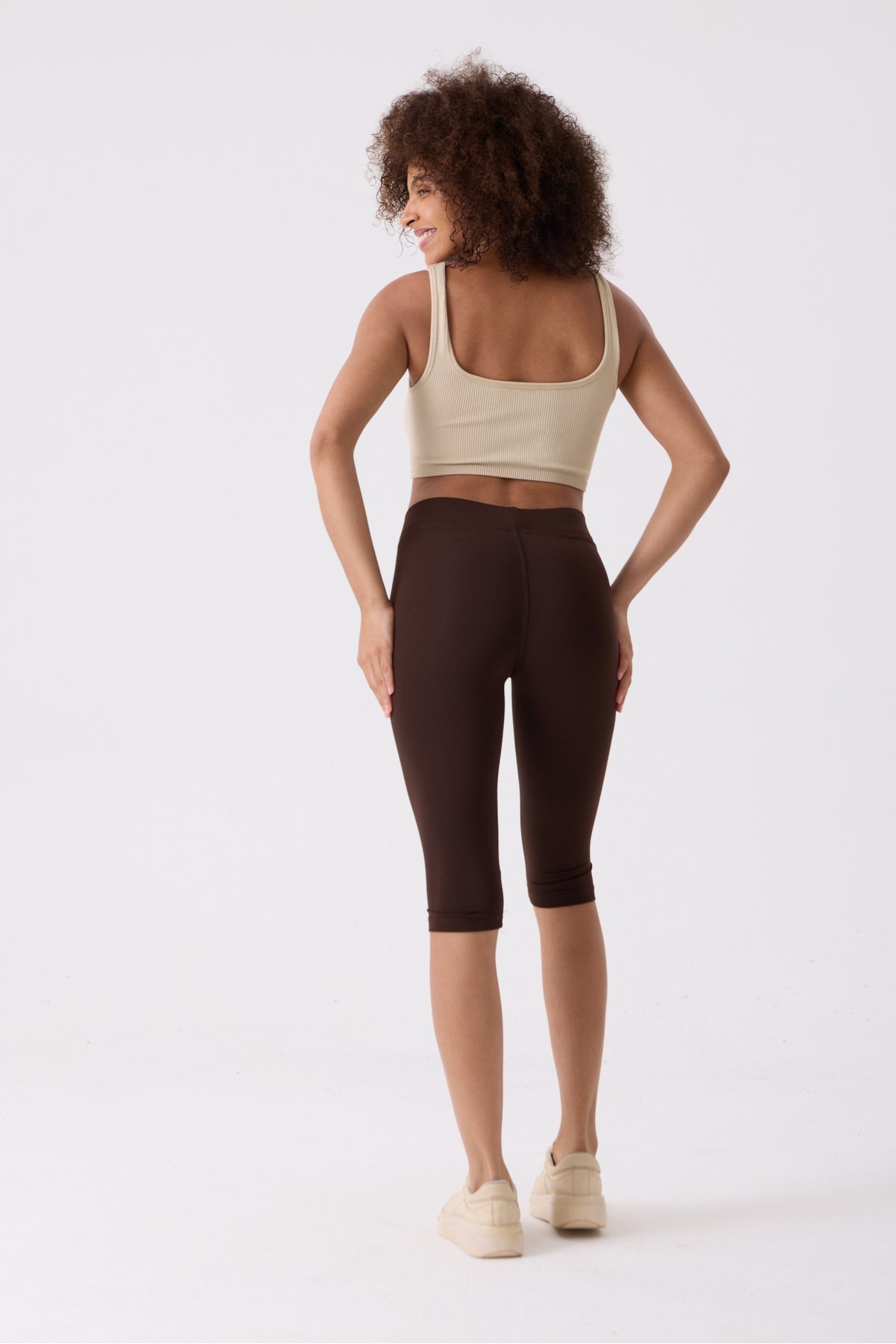 Clothes Fast Kadın Yüksek Bel Kapri Tayt Diz Altı Esnek Toparlayıcı Günlük Spor Yazlık Tayt Premium görsel 6