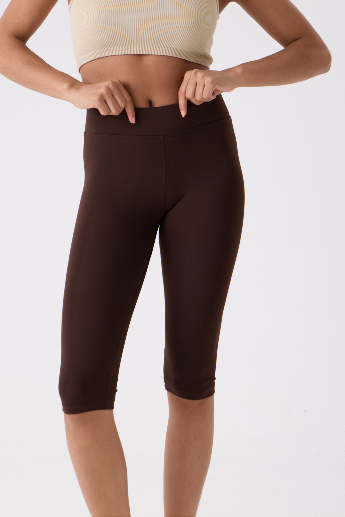 Clothes Fast Kadın Yüksek Bel Kapri Tayt Diz Altı Esnek Toparlayıcı Günlük Spor Yazlık Tayt Premium