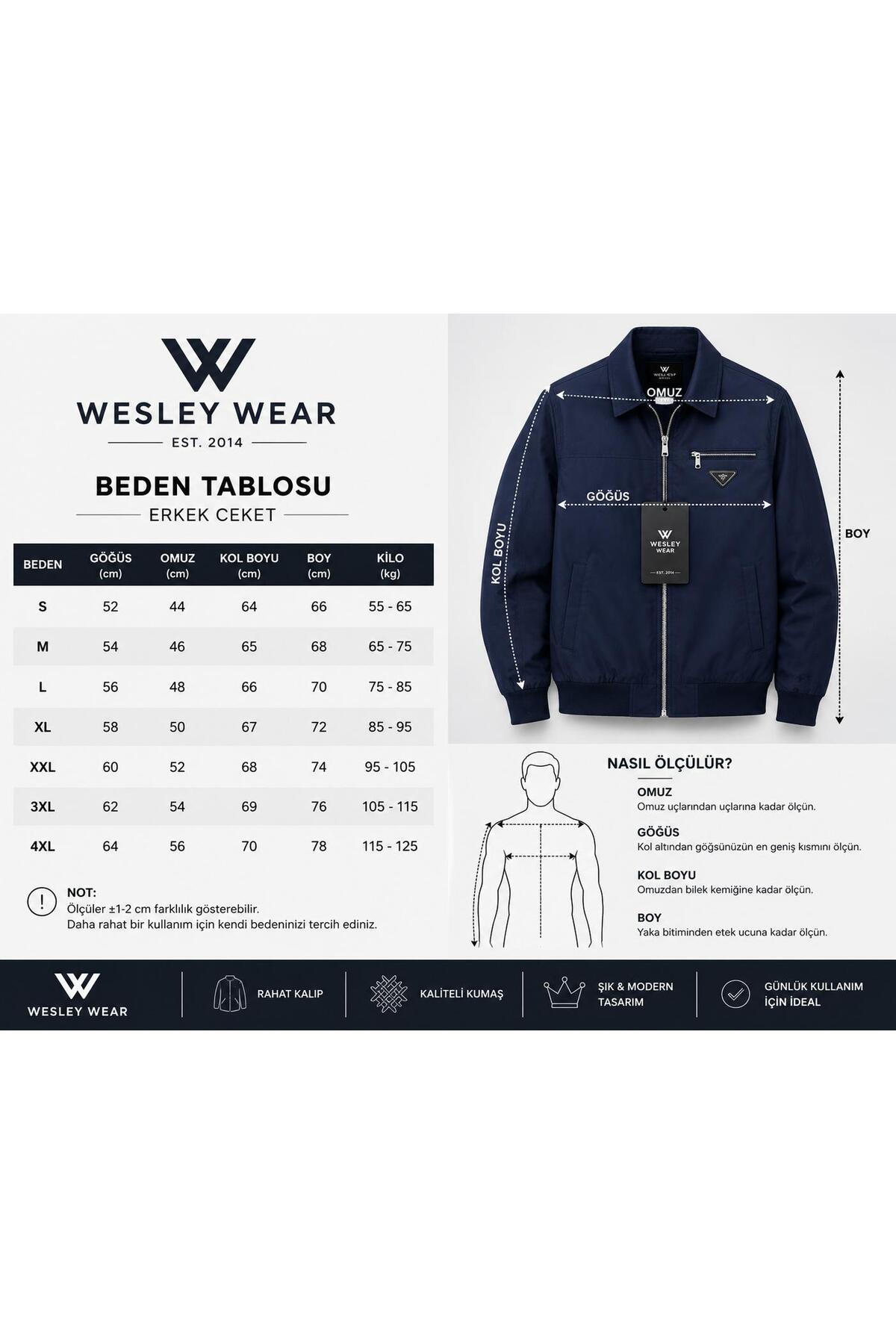 wesley wear Erkek Yeni Sezon Yüksek Kalite Premium Mevsimlik Ceket görsel 2