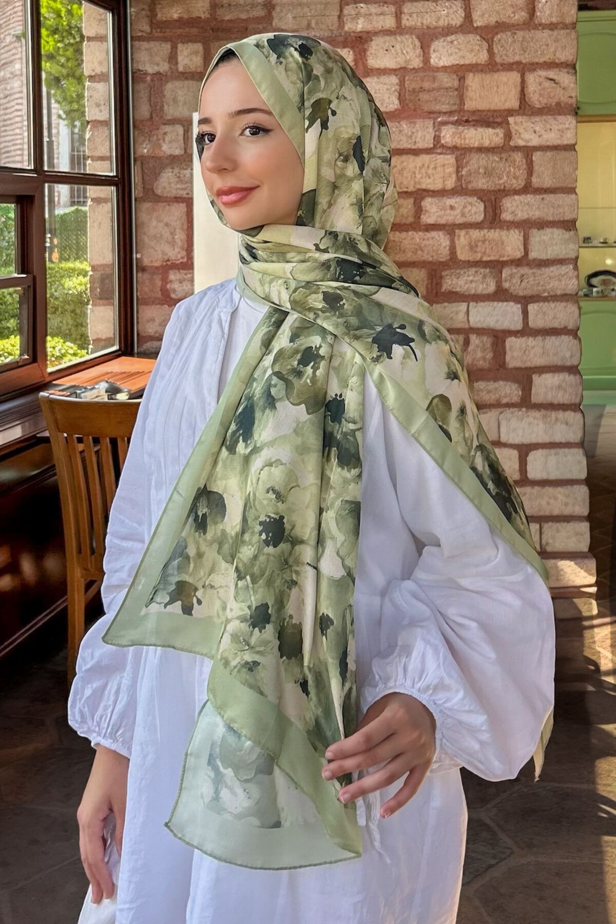 CUOCA LOUNGE Camellia Soft Pamuk Şal Yeşil görsel 4