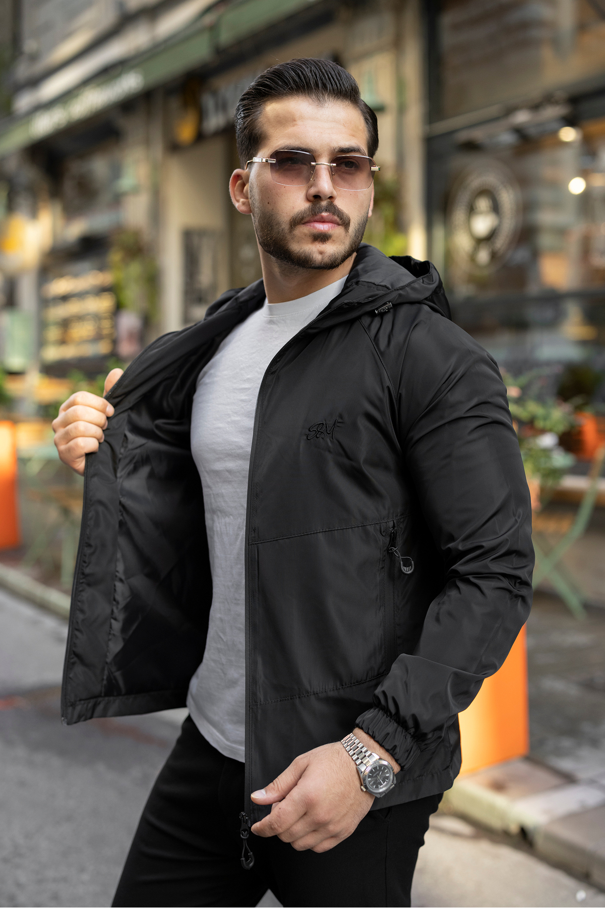 S&M CLOTHİNG YENİ SEZON NAKIŞLI ERKEK SU VE RÜZGAR GEÇİRMEZ YAĞMURLUK MEVSİMLİK görsel 2