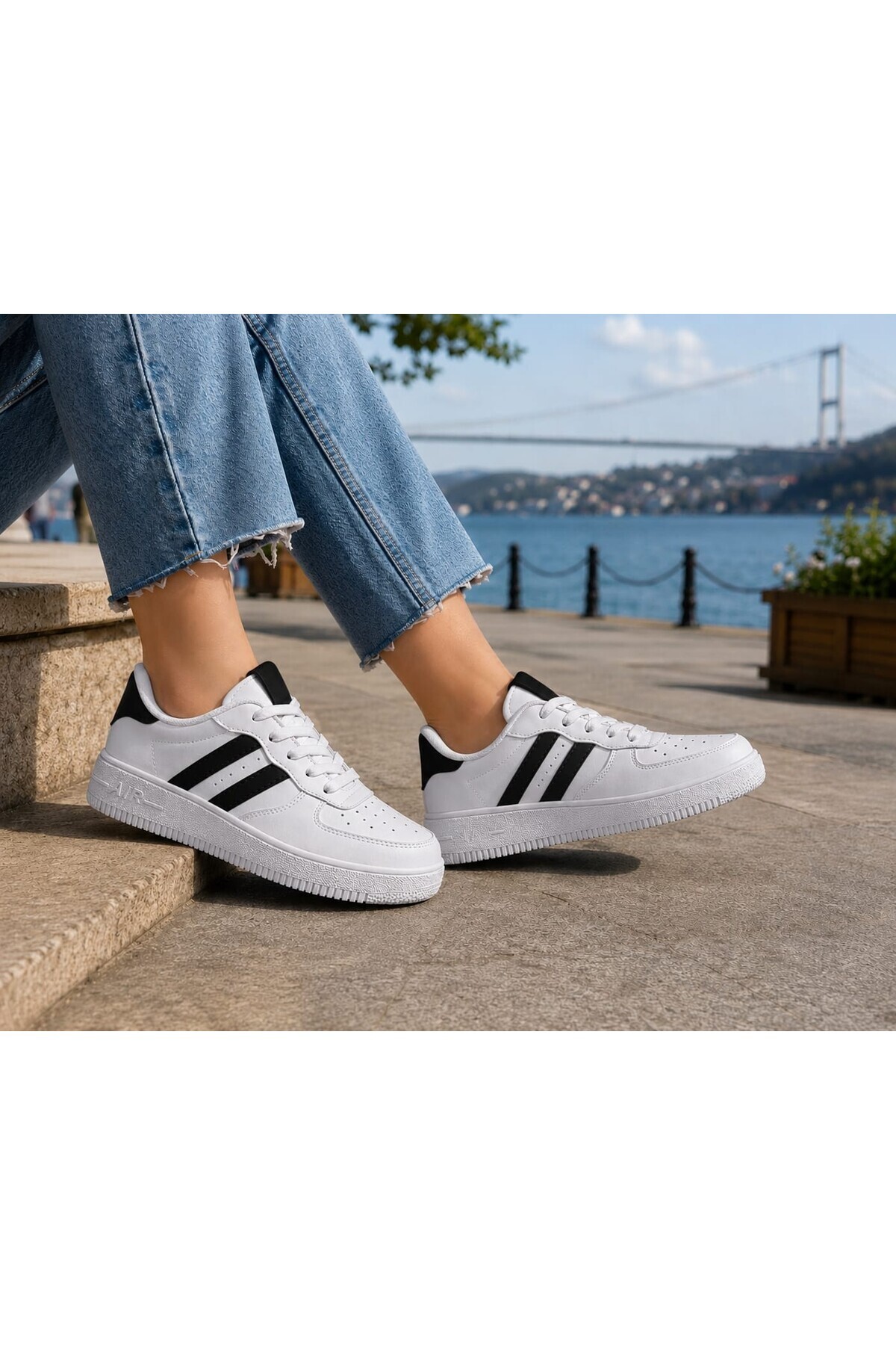 ZERDALİFE Unisex Beyaz sneaker Günlük Bağcıklı spor Ayakkabı görsel 3