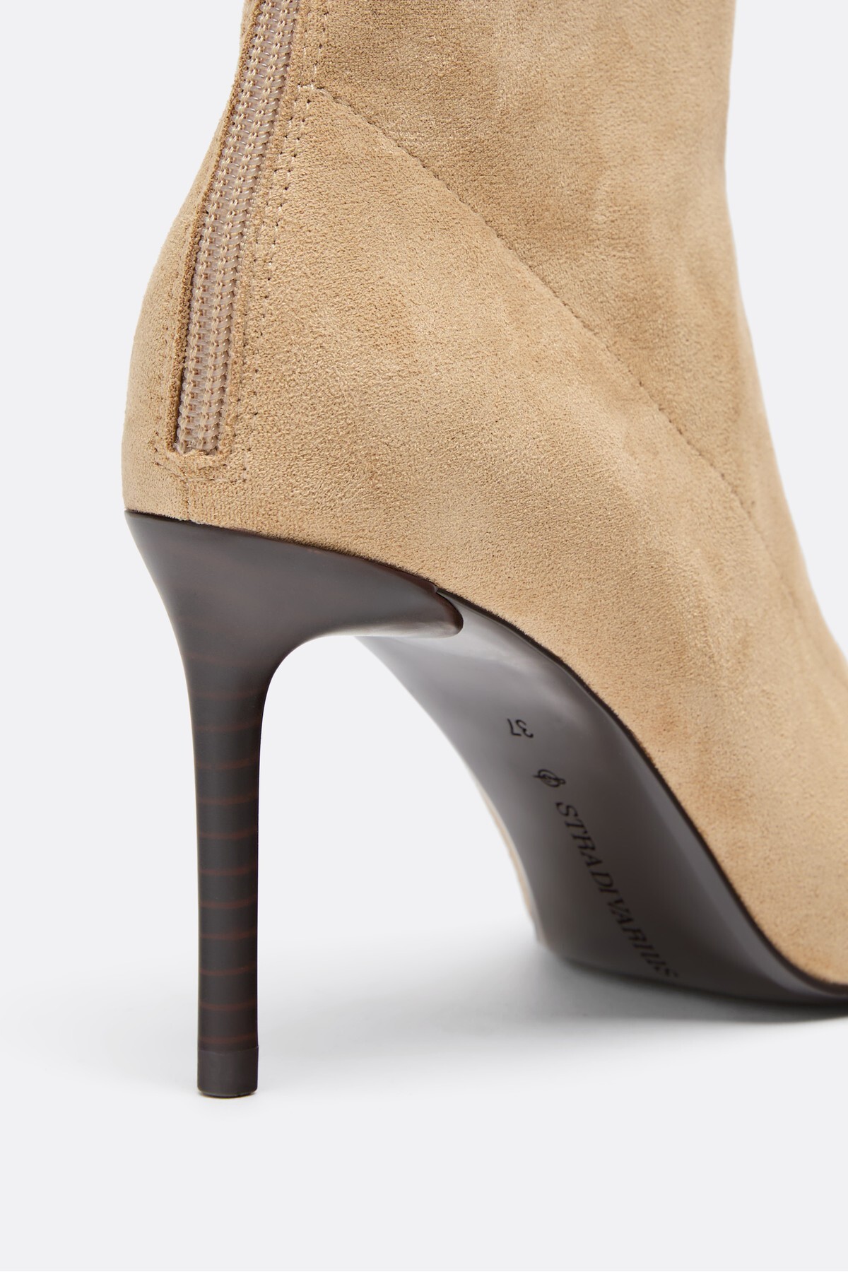 Stradivarius Suni süet stiletto topuklu bot görsel 4