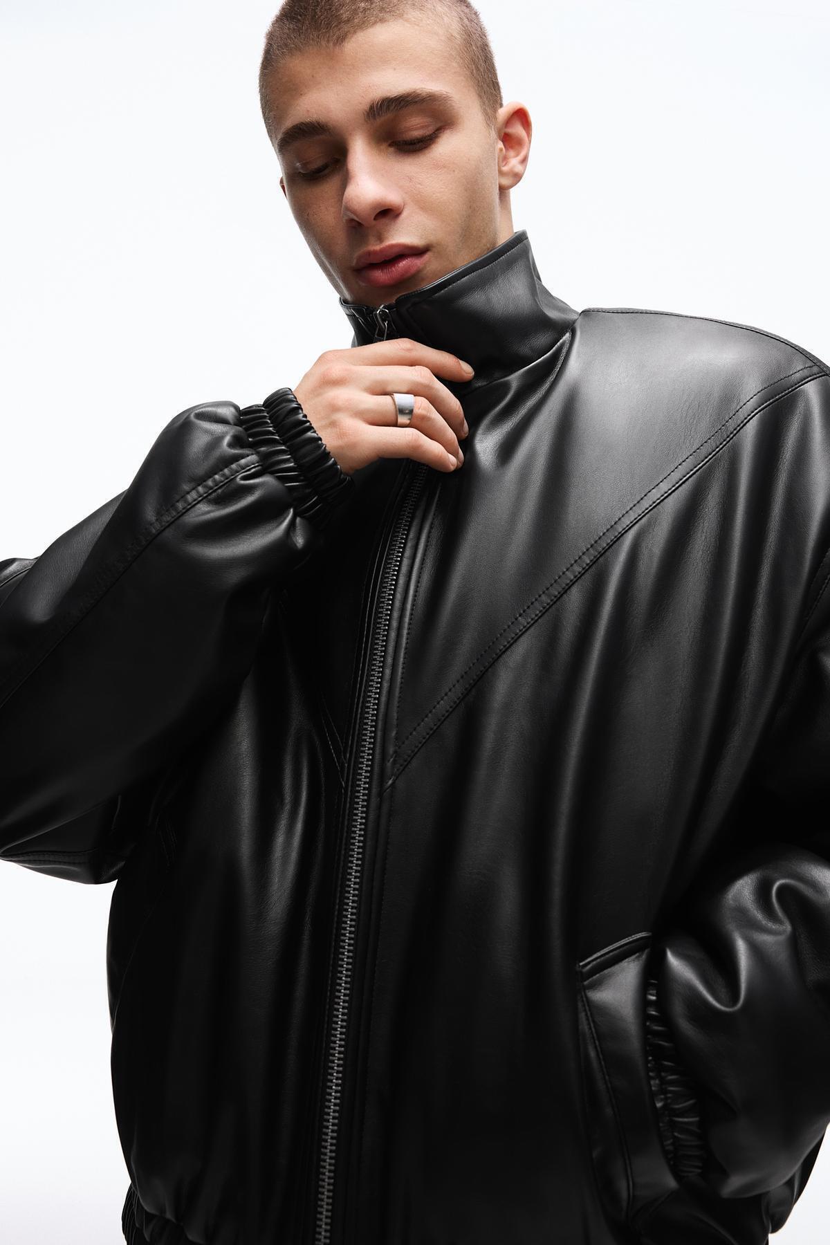 Helen Goods Yeni Sezon Viral BSK Model Erkek Bomber Deri Ceket görsel 2